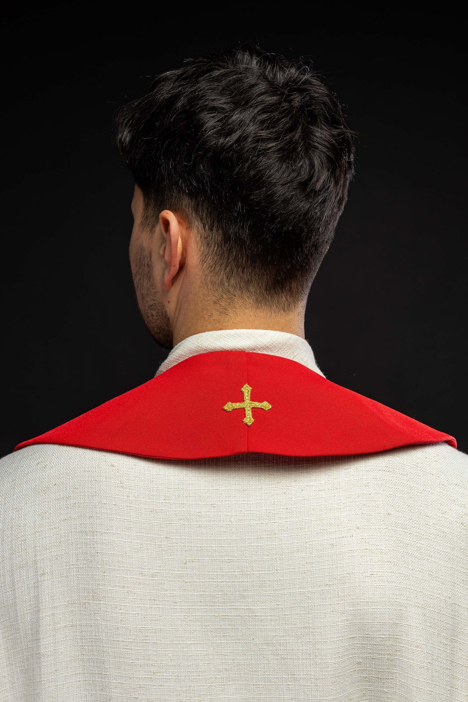 Embroidered stole IHS red