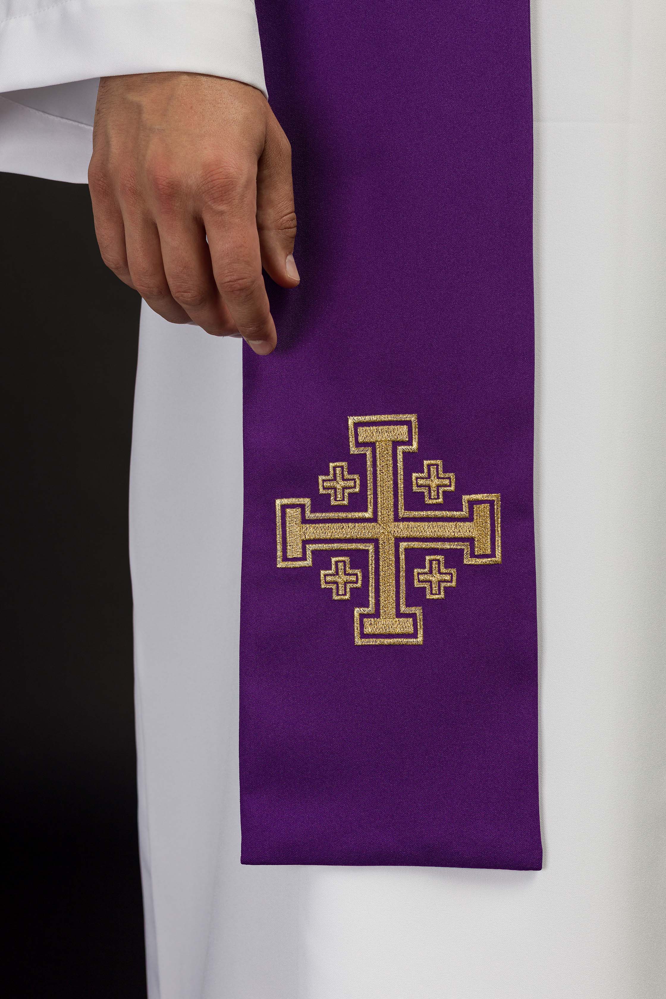Embroidered stole Jerusalem Cross Purple