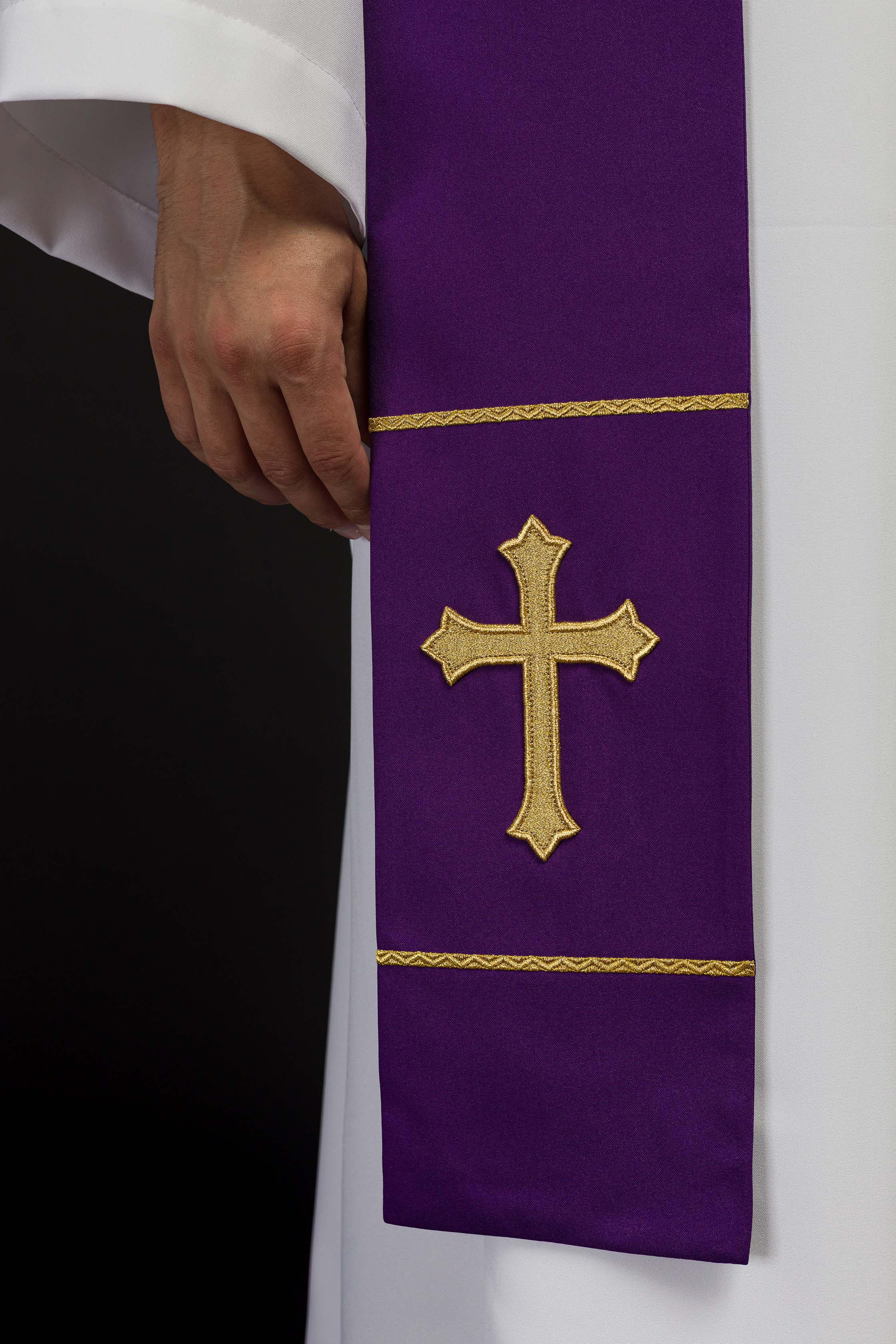 Priest's stole purple embroidered Cross
