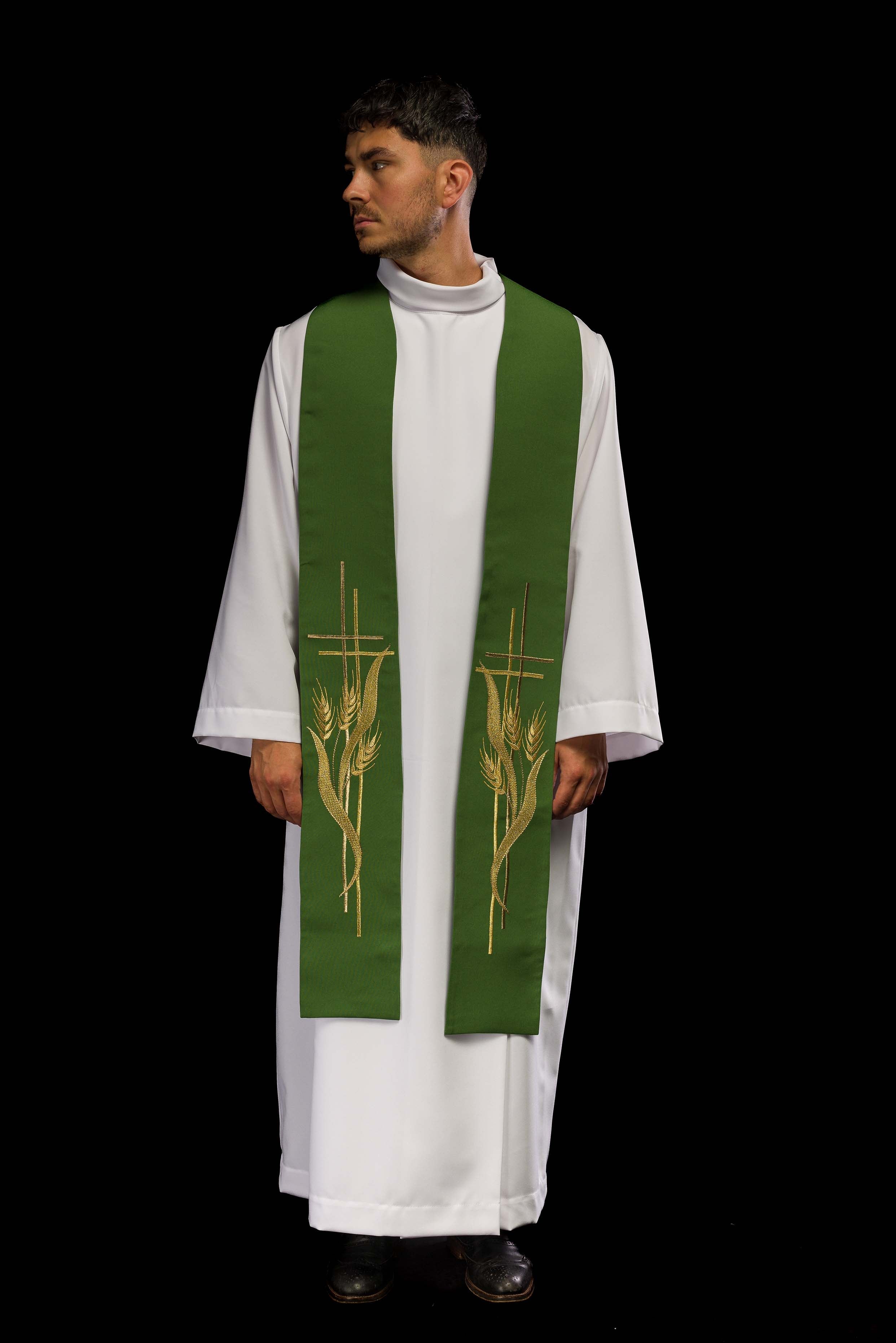 Embroidered green priest's stole