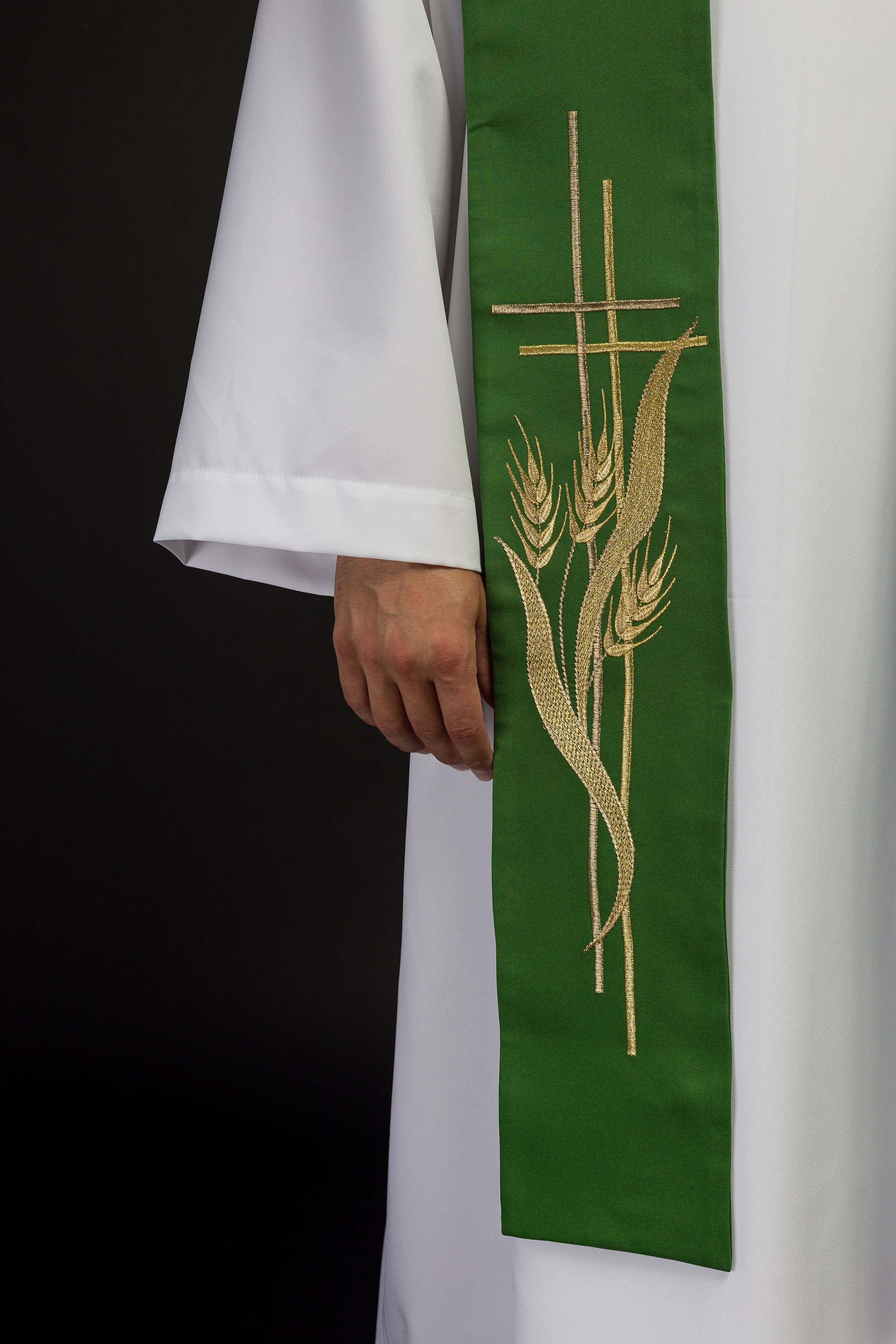 Embroidered green priest's stole