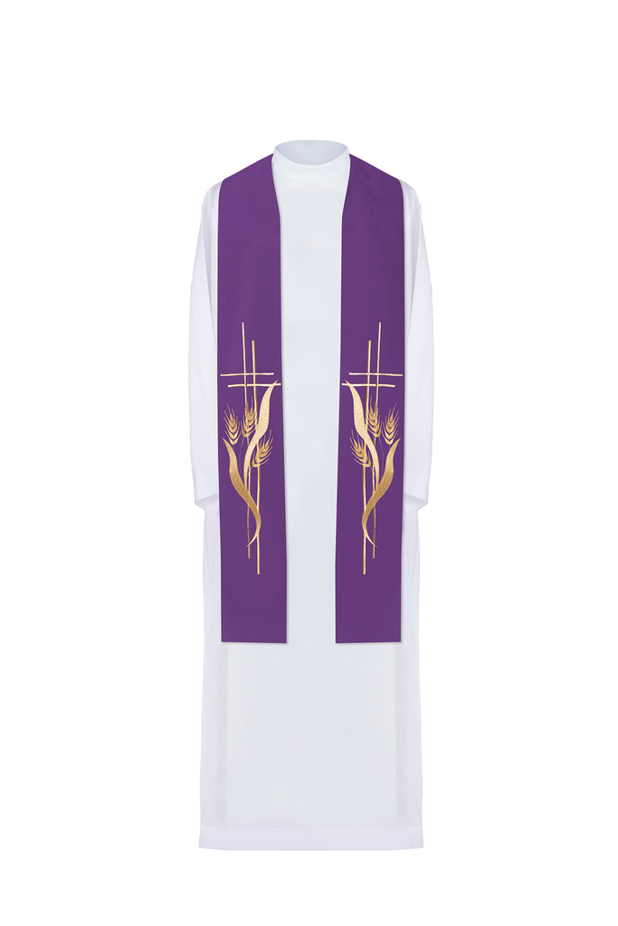 Stuła kapłańska fioletowa haftowana Fioletowa