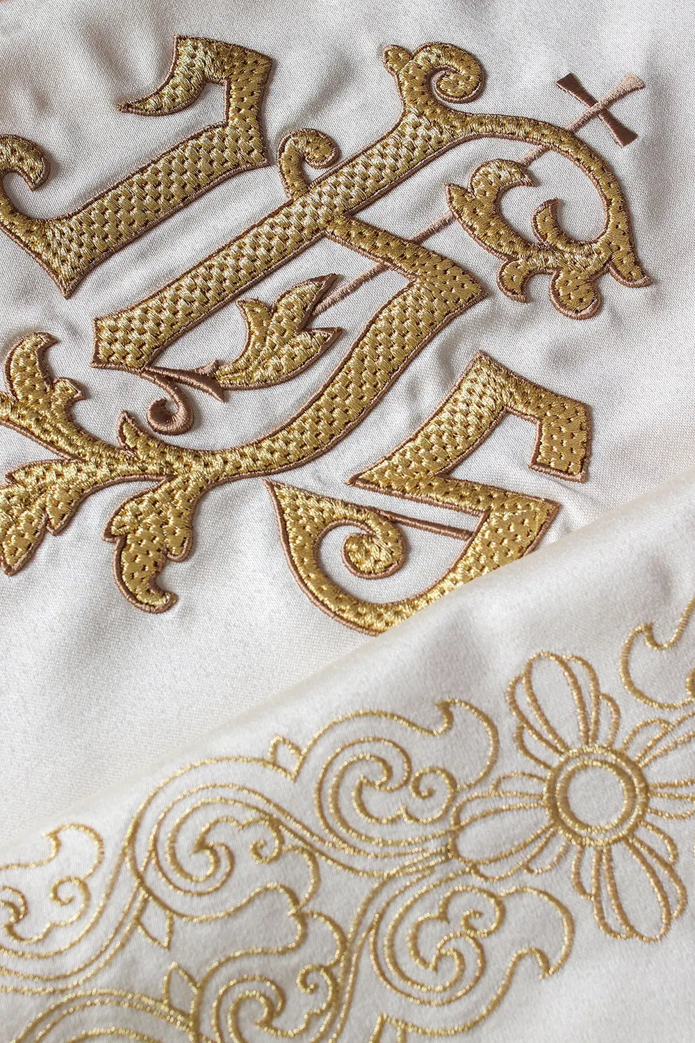 Embroidered liturgical veil with IHS symbol