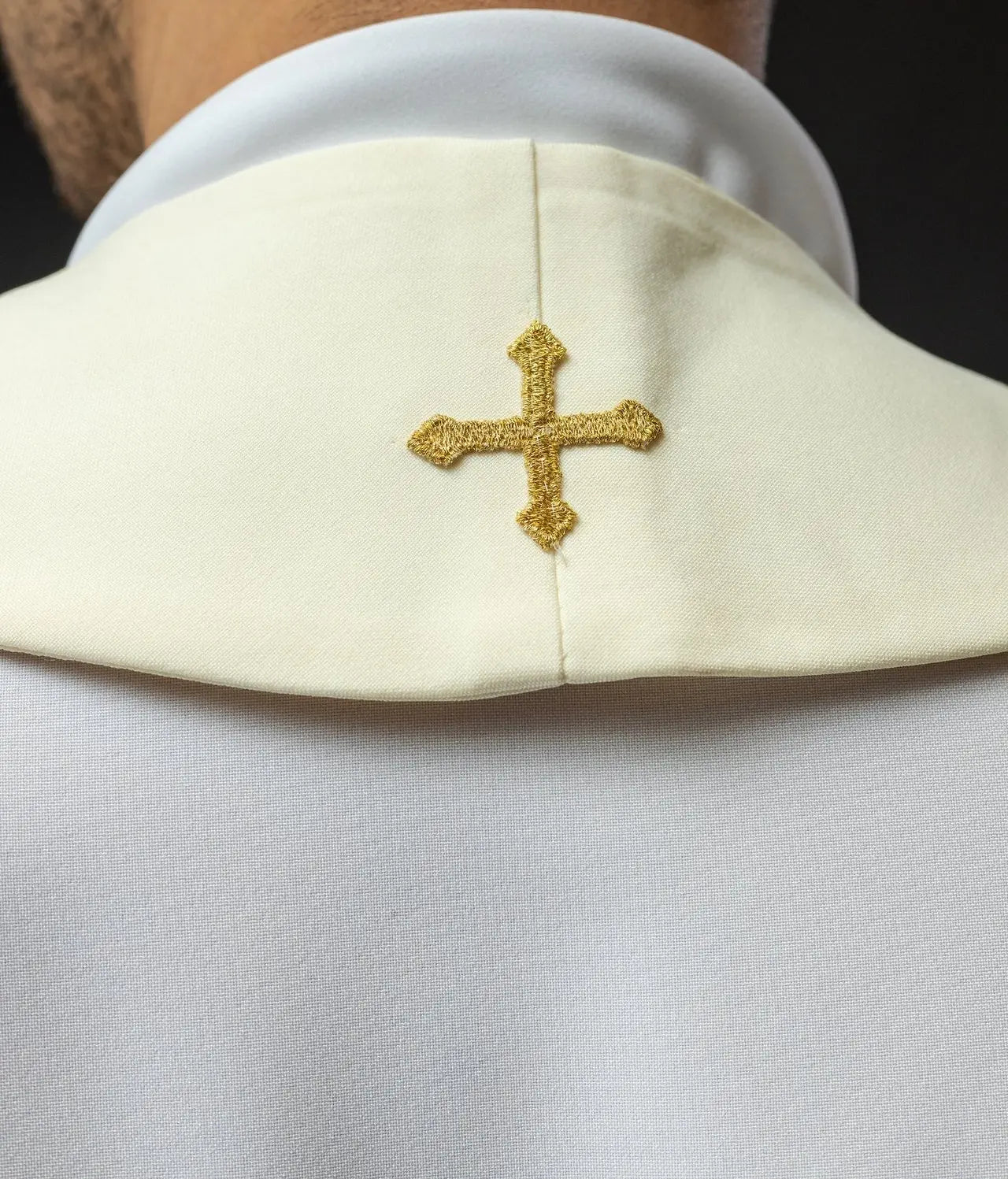 Priestly stole embroidered cross with grapes ecru