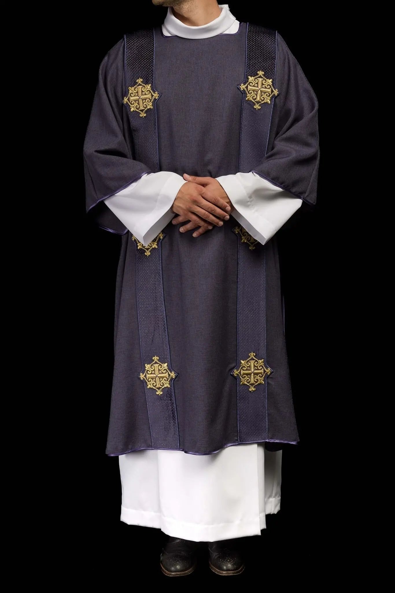 Purple Dalmatic with Velvet Bands and Cross Symbols