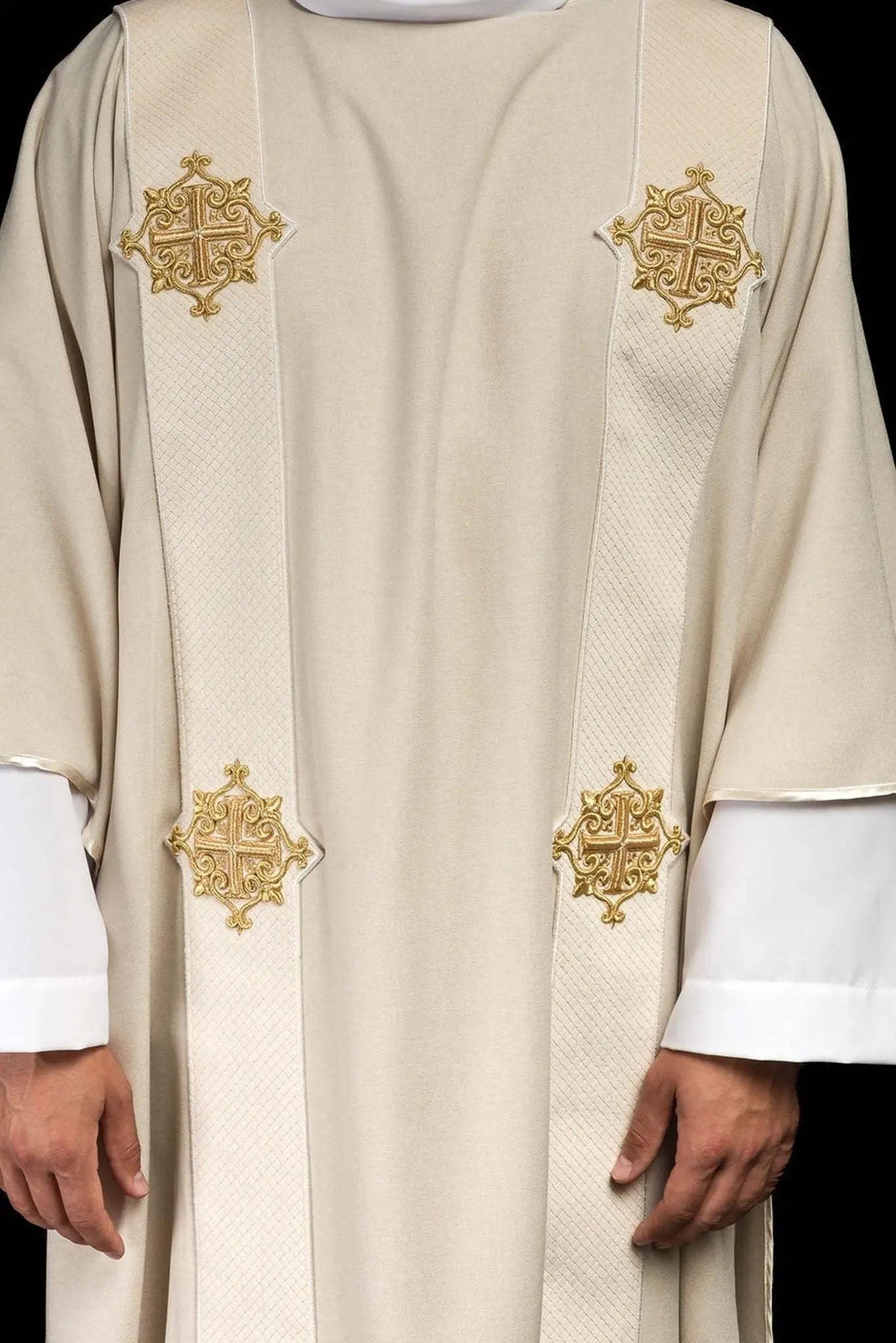 Ecru Dalmatic with Velvet Bands and Cross Symbols