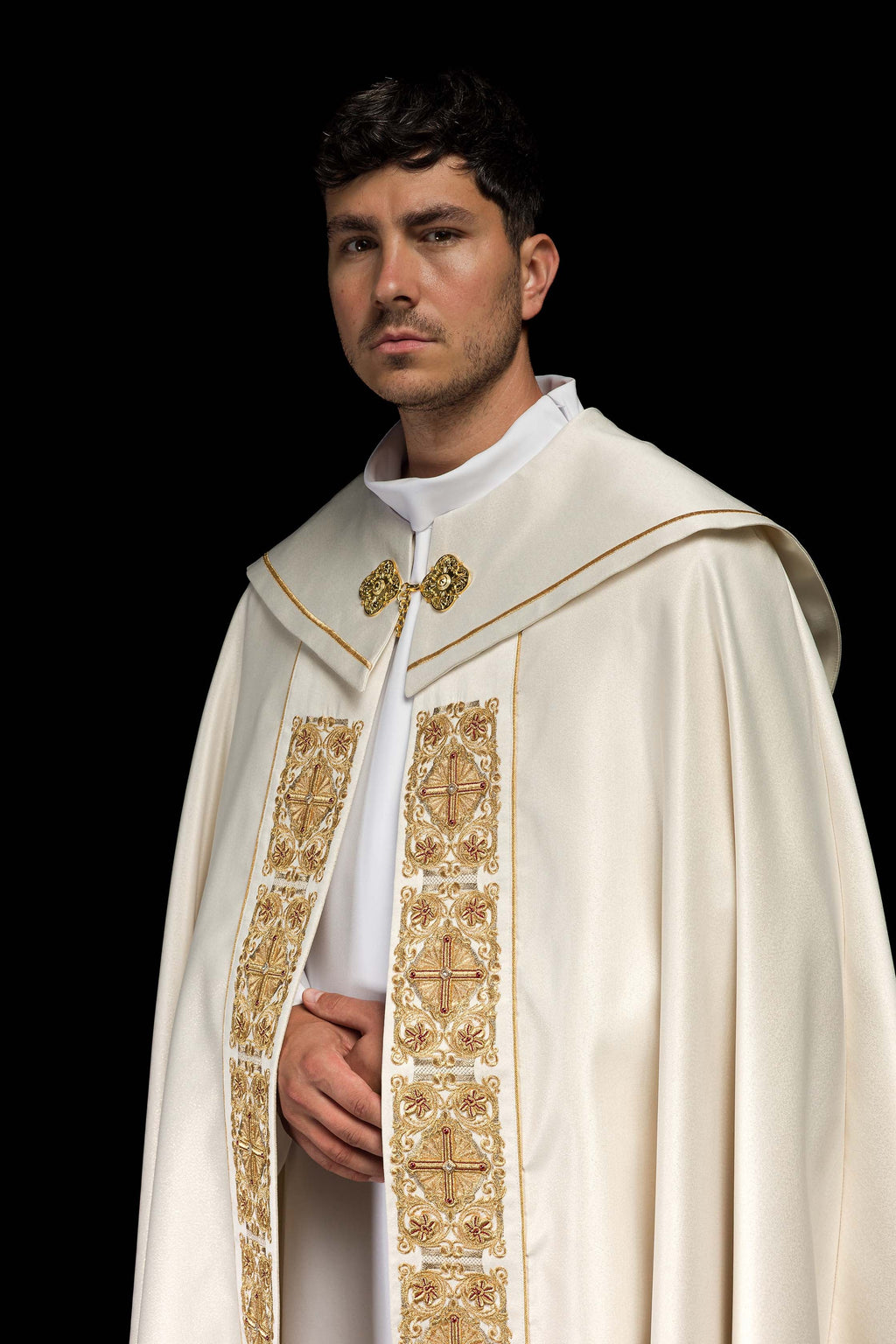 Liturgical cape with richly decorated belt 150 cm
