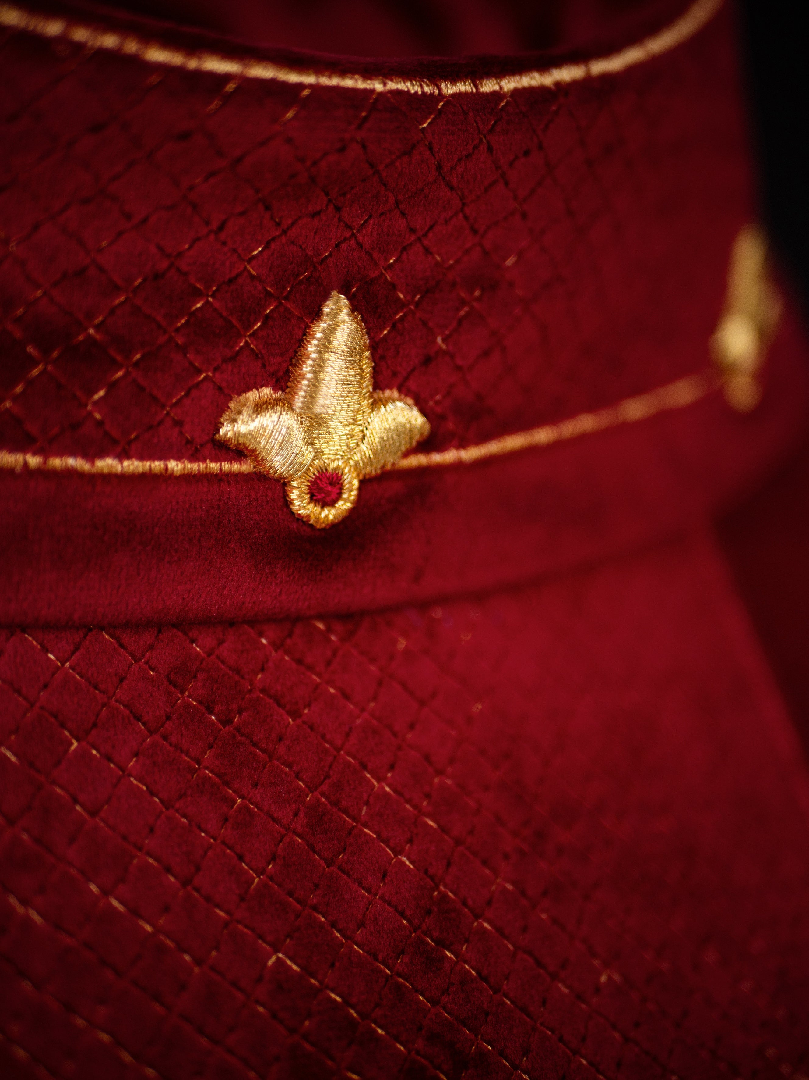 Chasuble embroidered on velvet with the symbol of the Red Cross