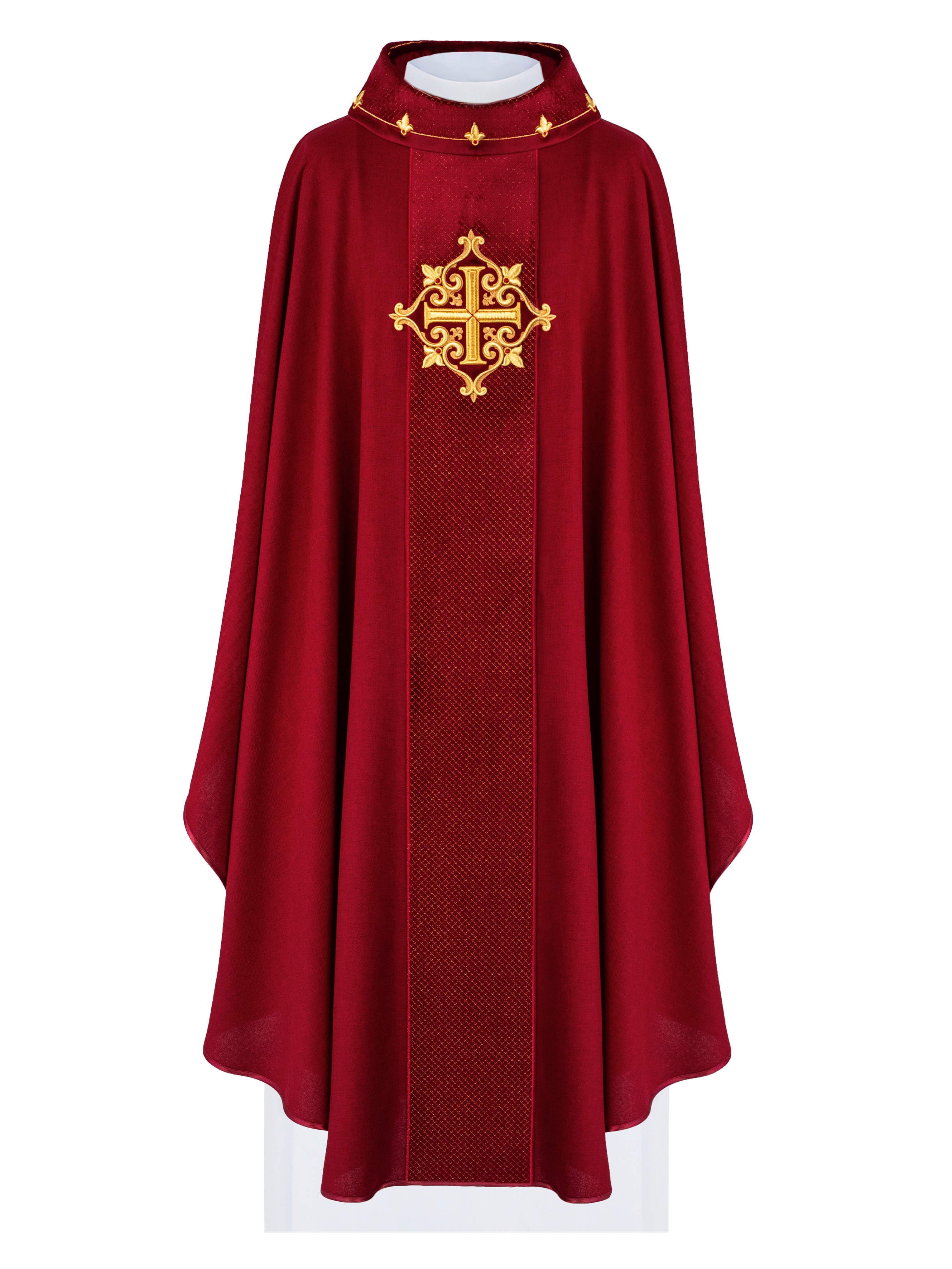 Chasuble embroidered on velvet with the symbol of the Red Cross