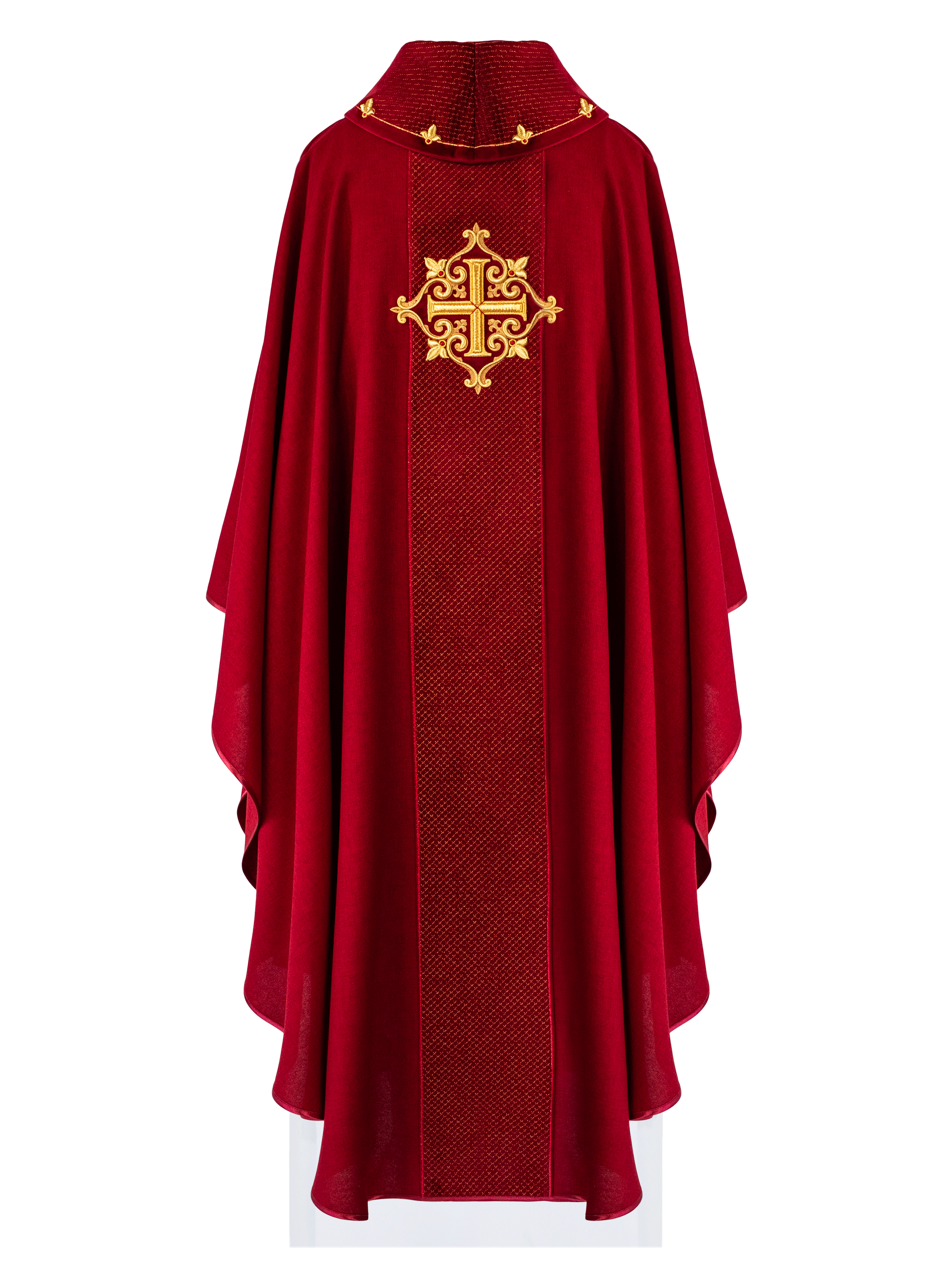 Chasuble embroidered on velvet with the symbol of the Red Cross