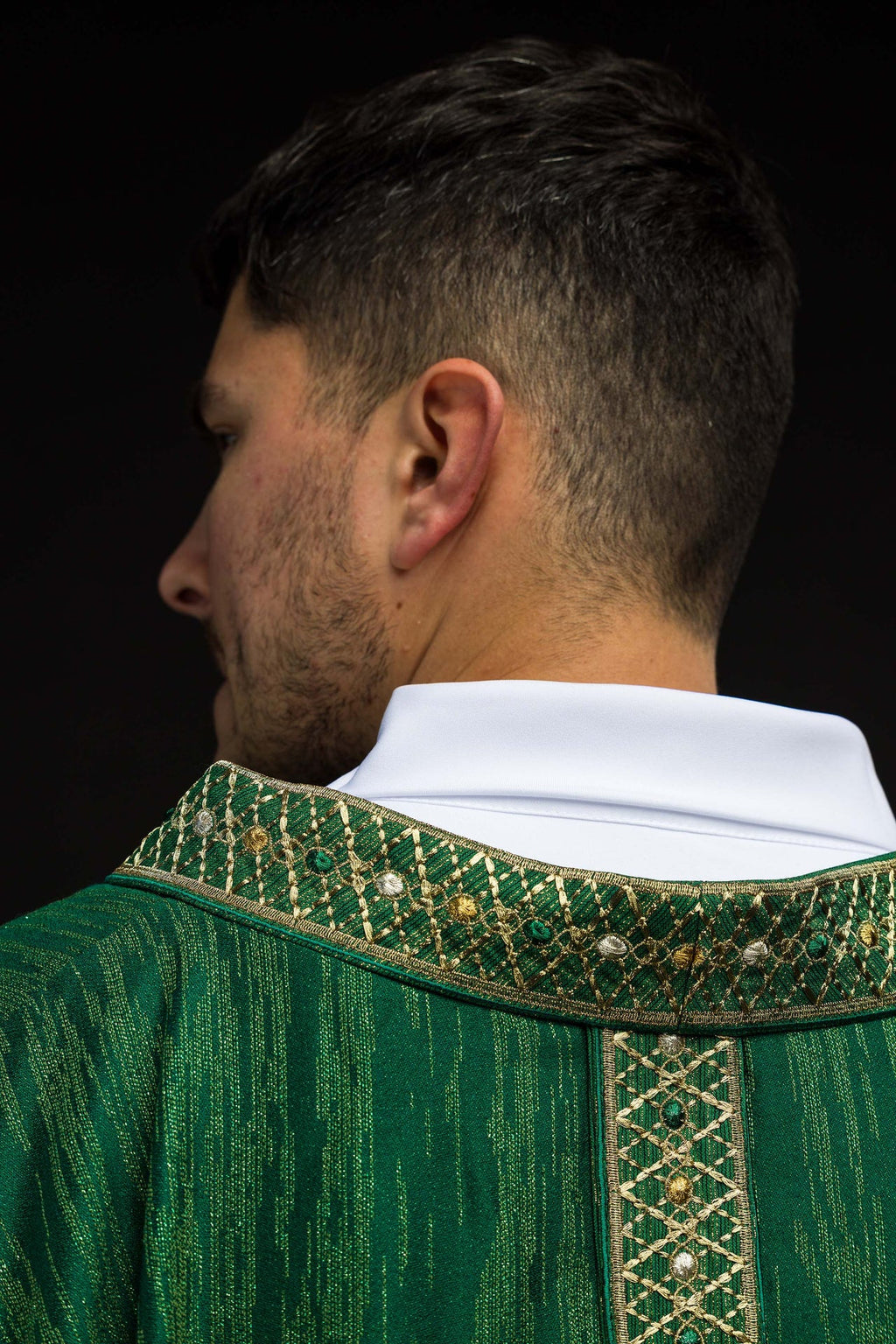 Green Chasuble with Embroidered Belt and Collar