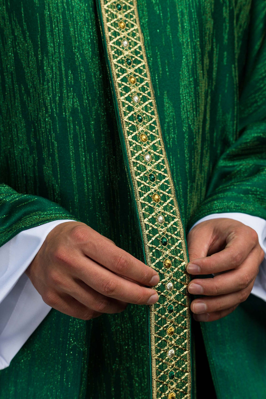 Green Chasuble with Embroidered Belt and Collar