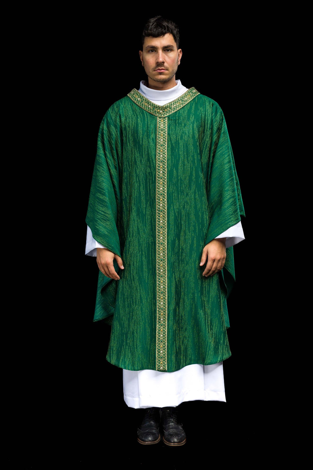 Green Chasuble with Embroidered Belt and Collar