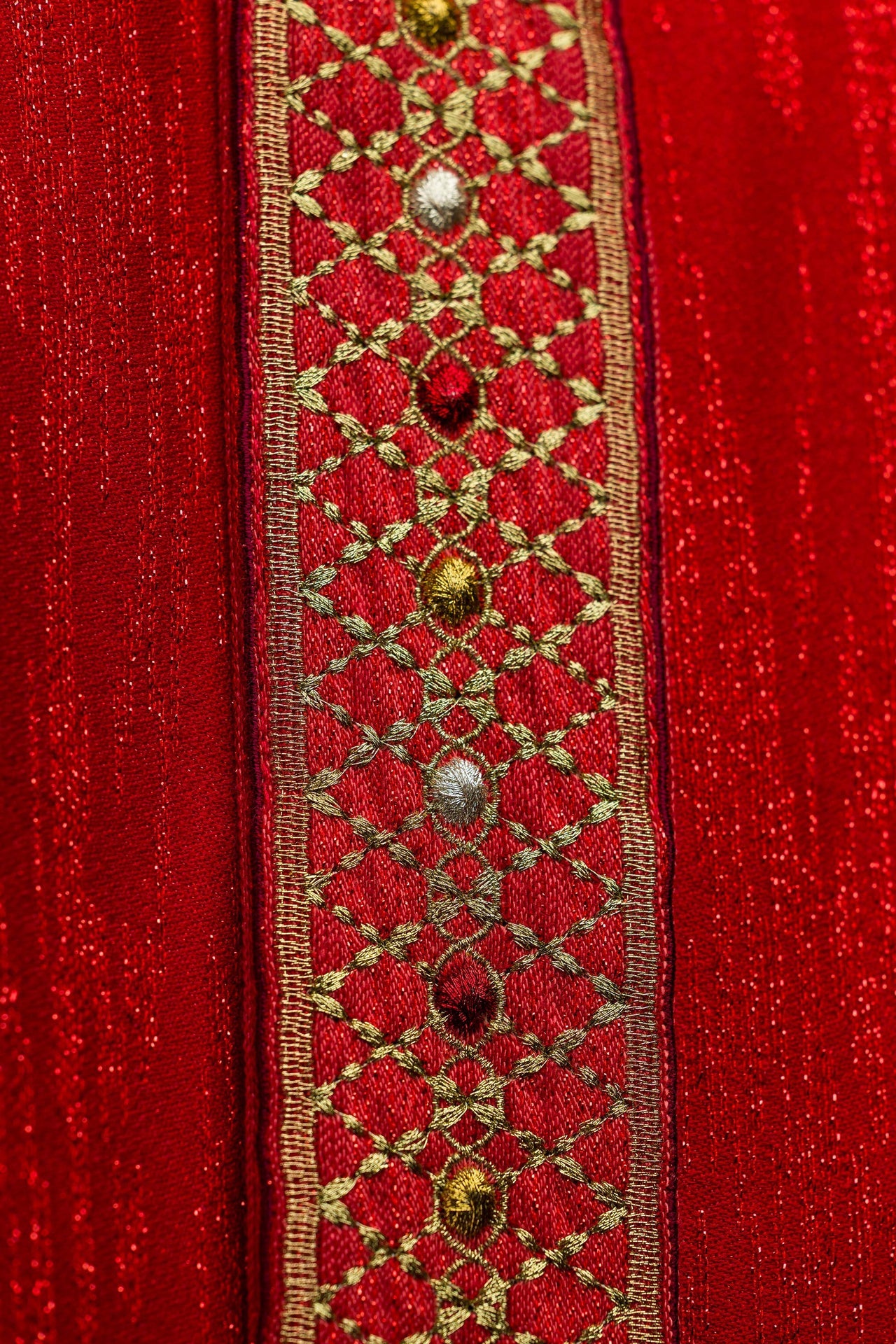 Red Chasuble with Embroidered Belt and Collar