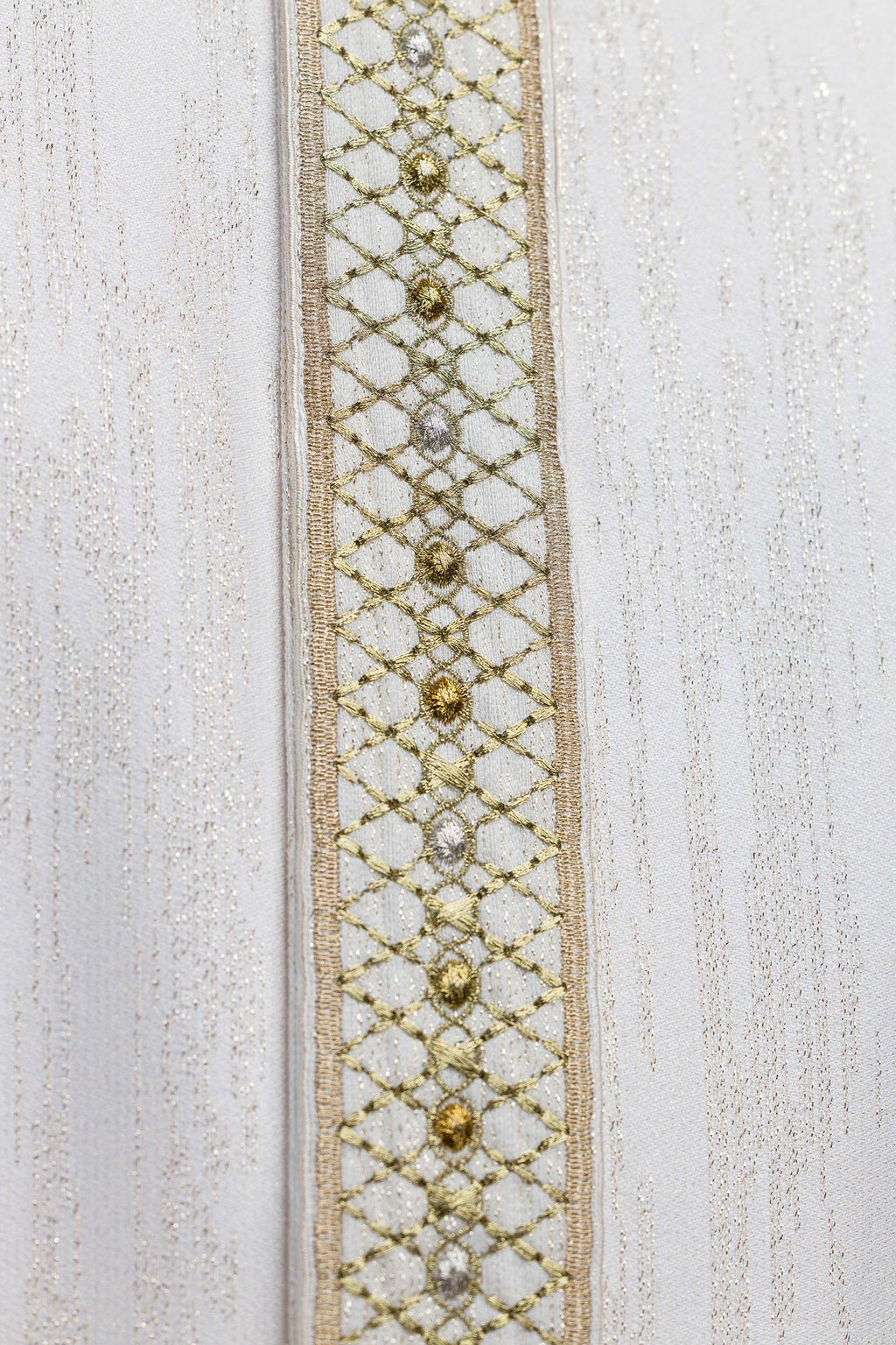 White Chasuble with Embroidered Belt and Collar