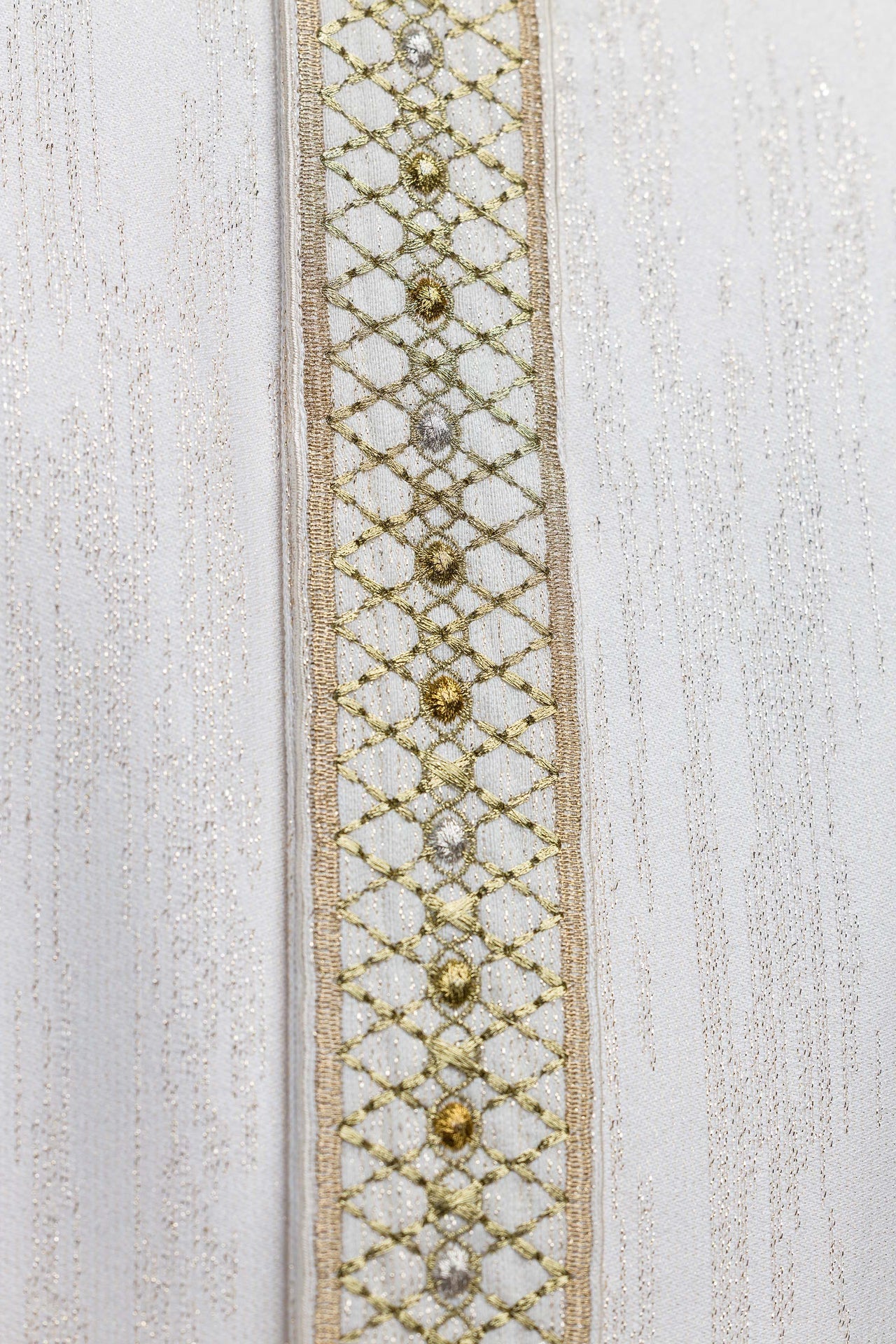White Chasuble with Embroidered Belt and Collar
