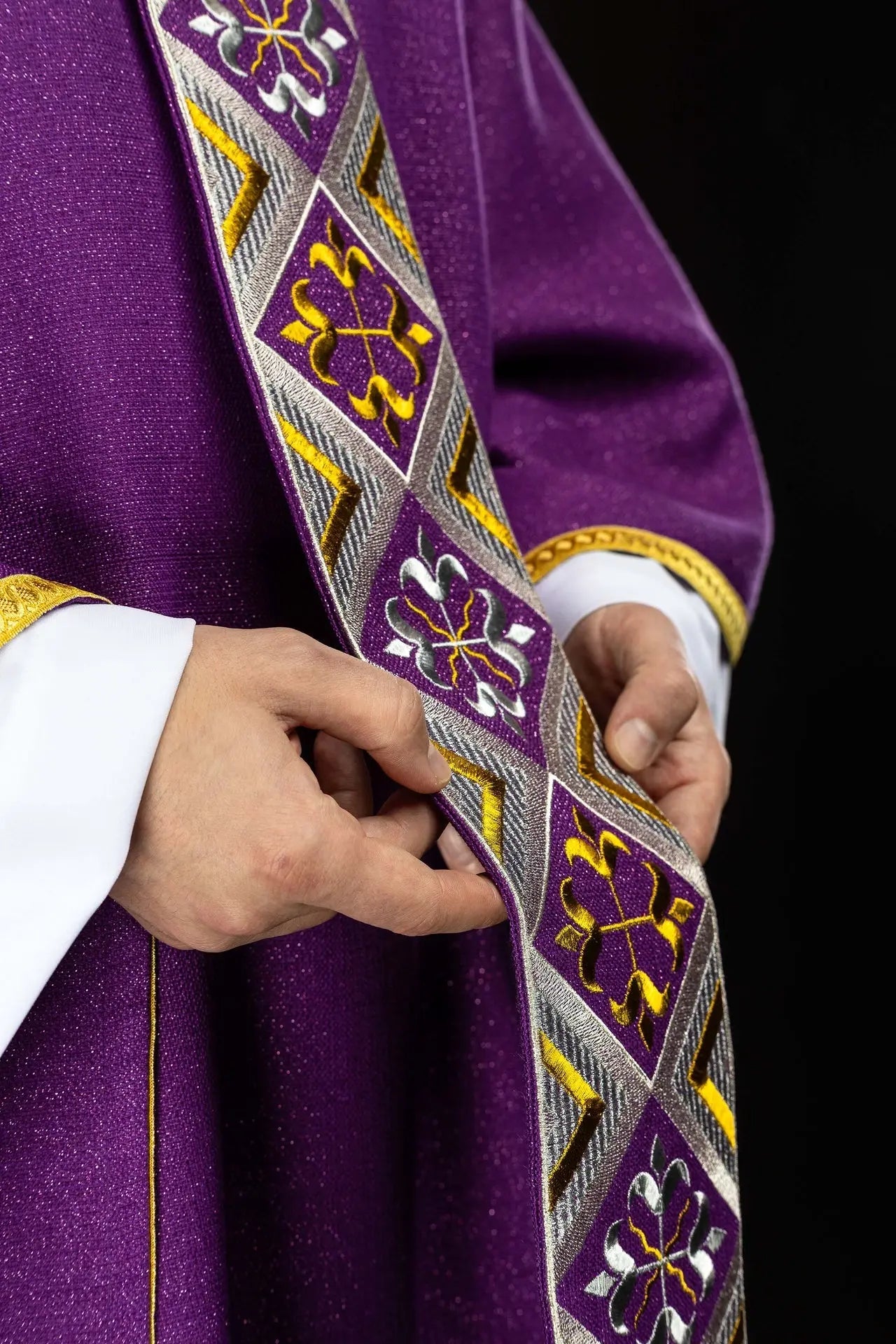 Purple Chasuble Set with Embroidered Orphrey