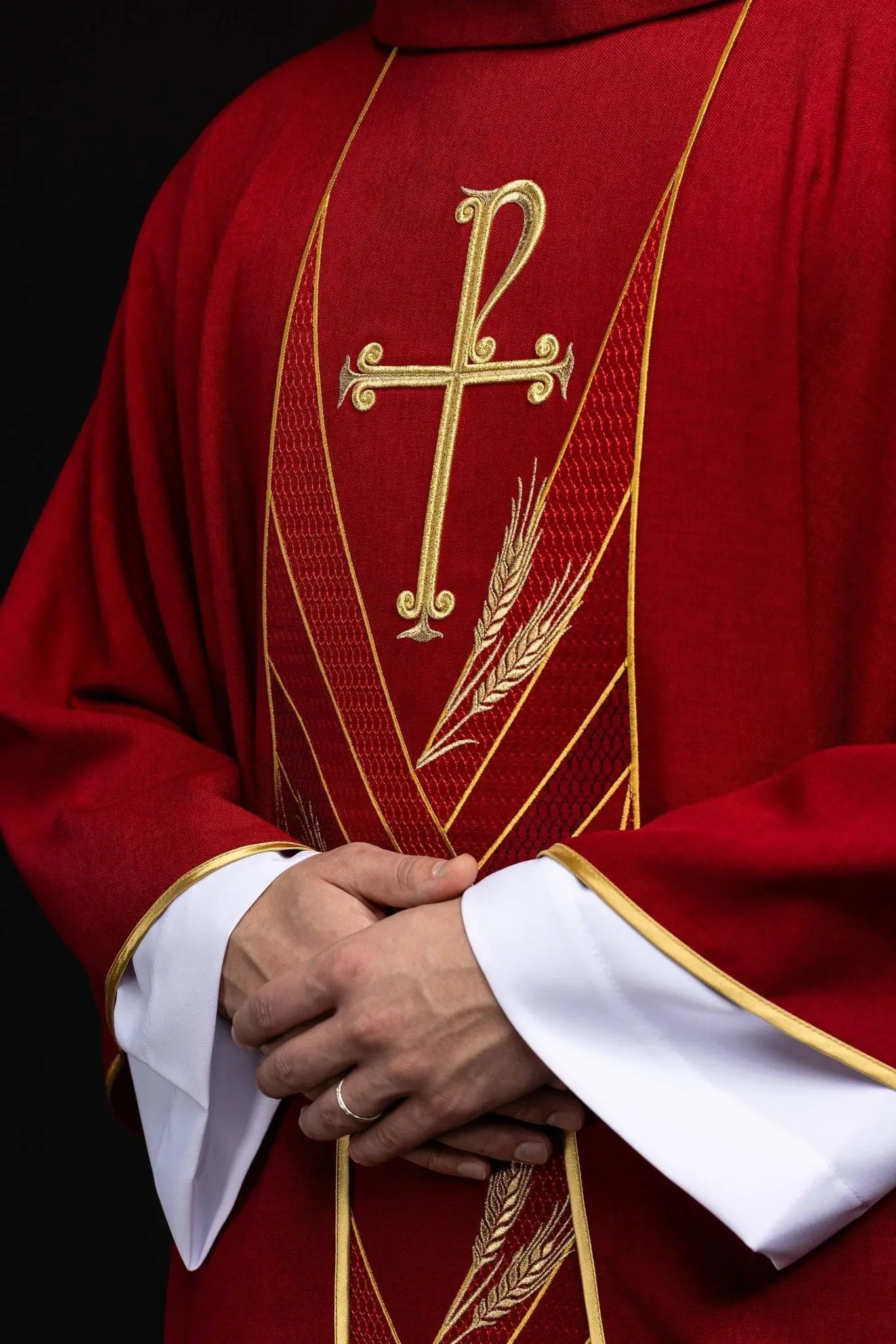Red Chasuble with Embroidered PAX Band