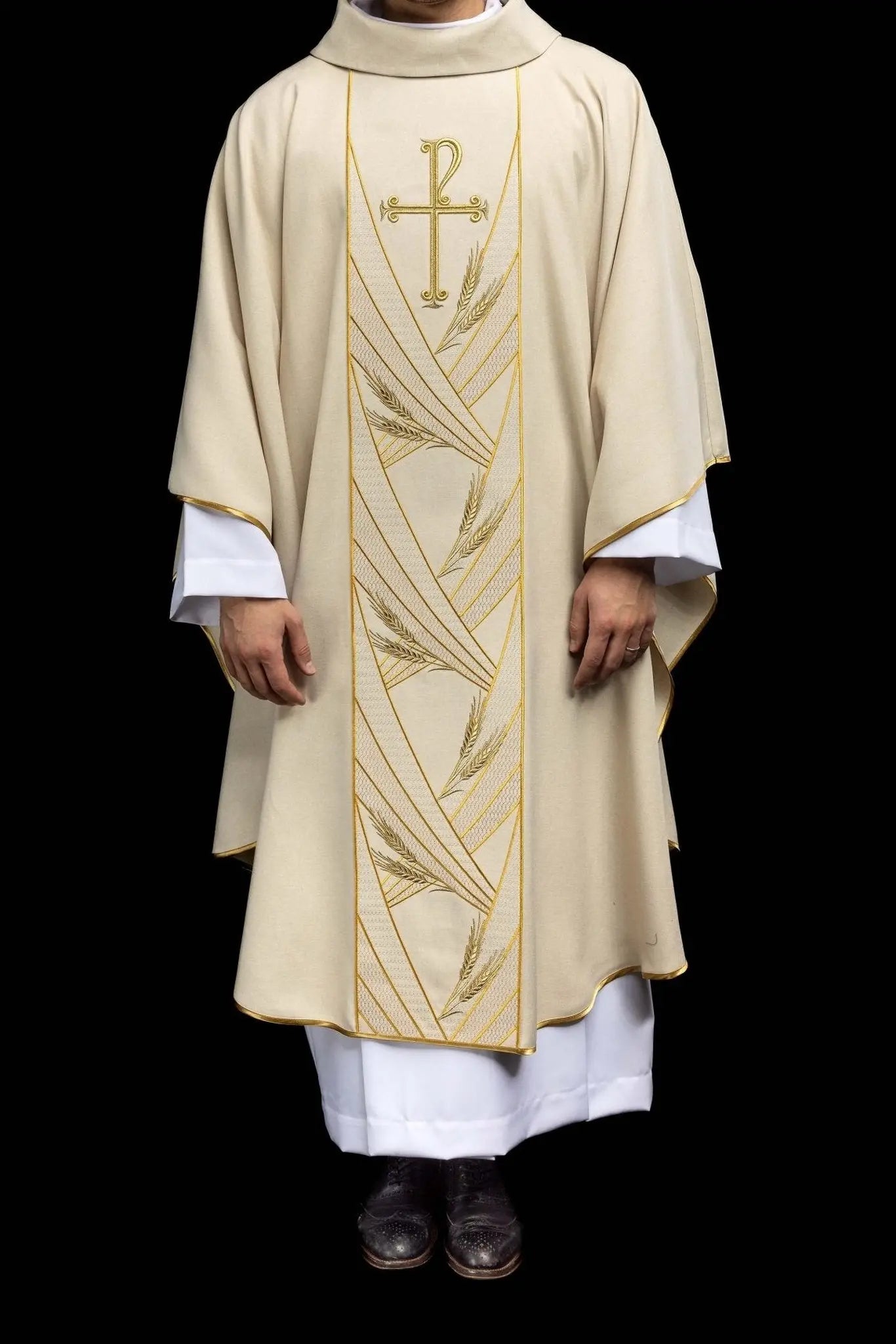 Ecru Chasuble with Embroidered PAX Band