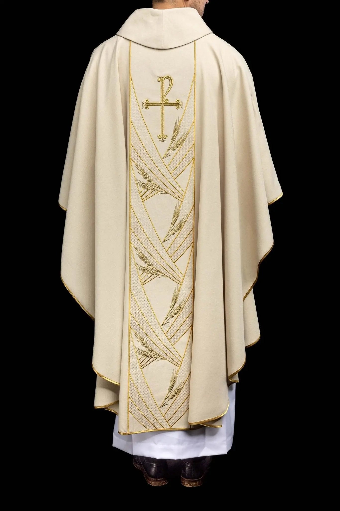 Ecru Chasuble with Embroidered PAX Band