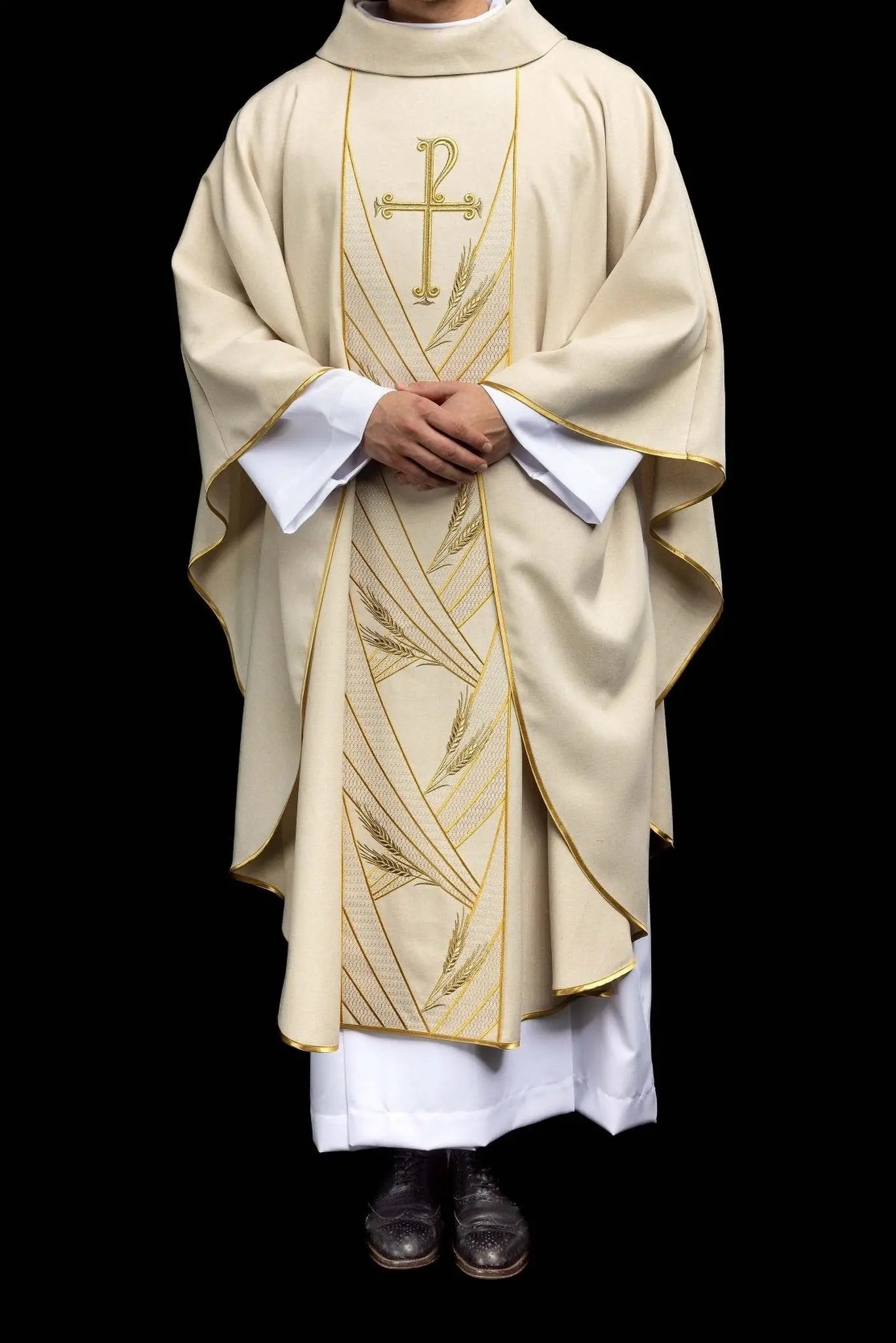 Ecru Chasuble with Embroidered PAX Band