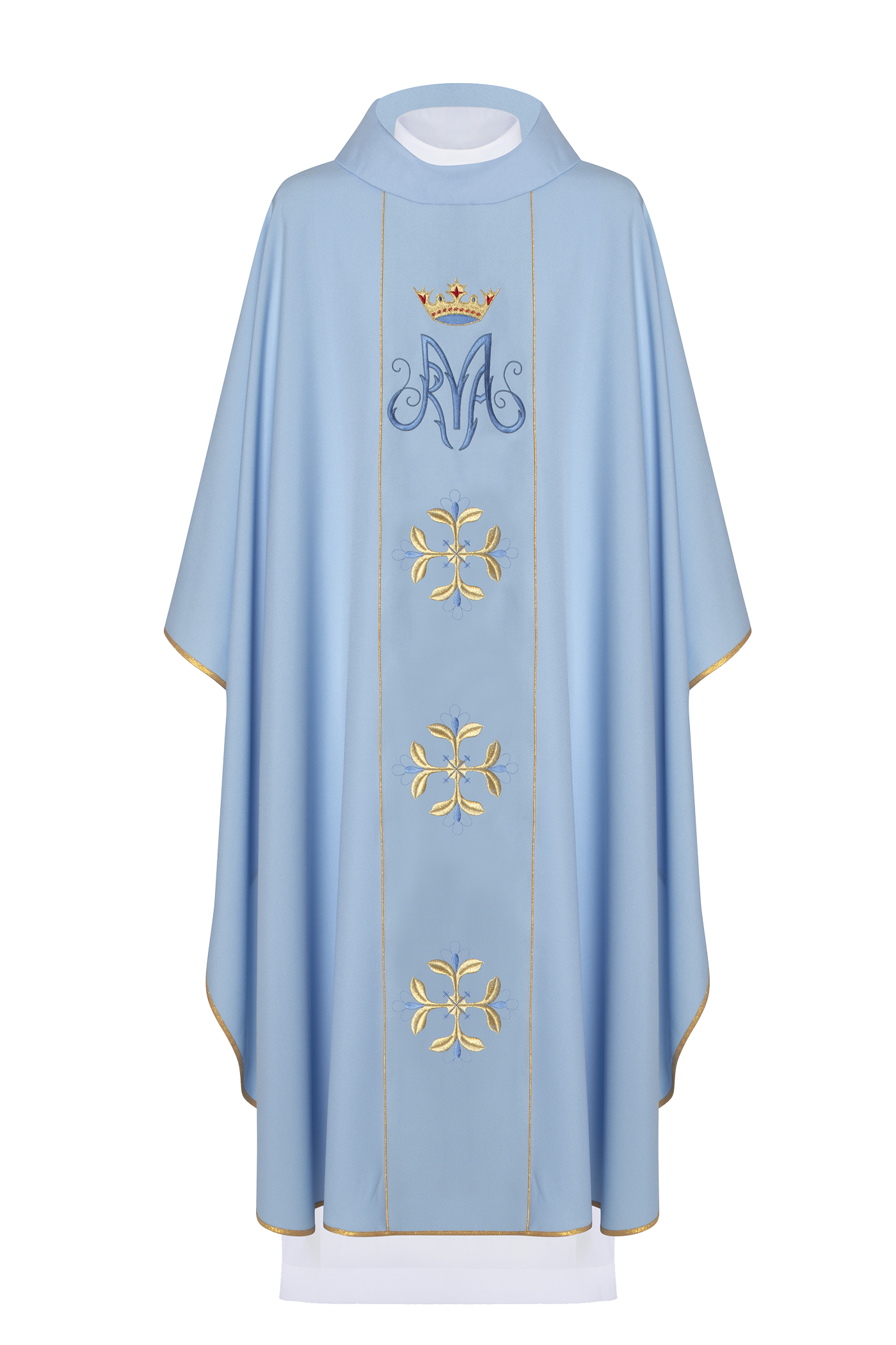 Niebieski ornat liturgiczny maryjny z pasem - ORNATY.PL