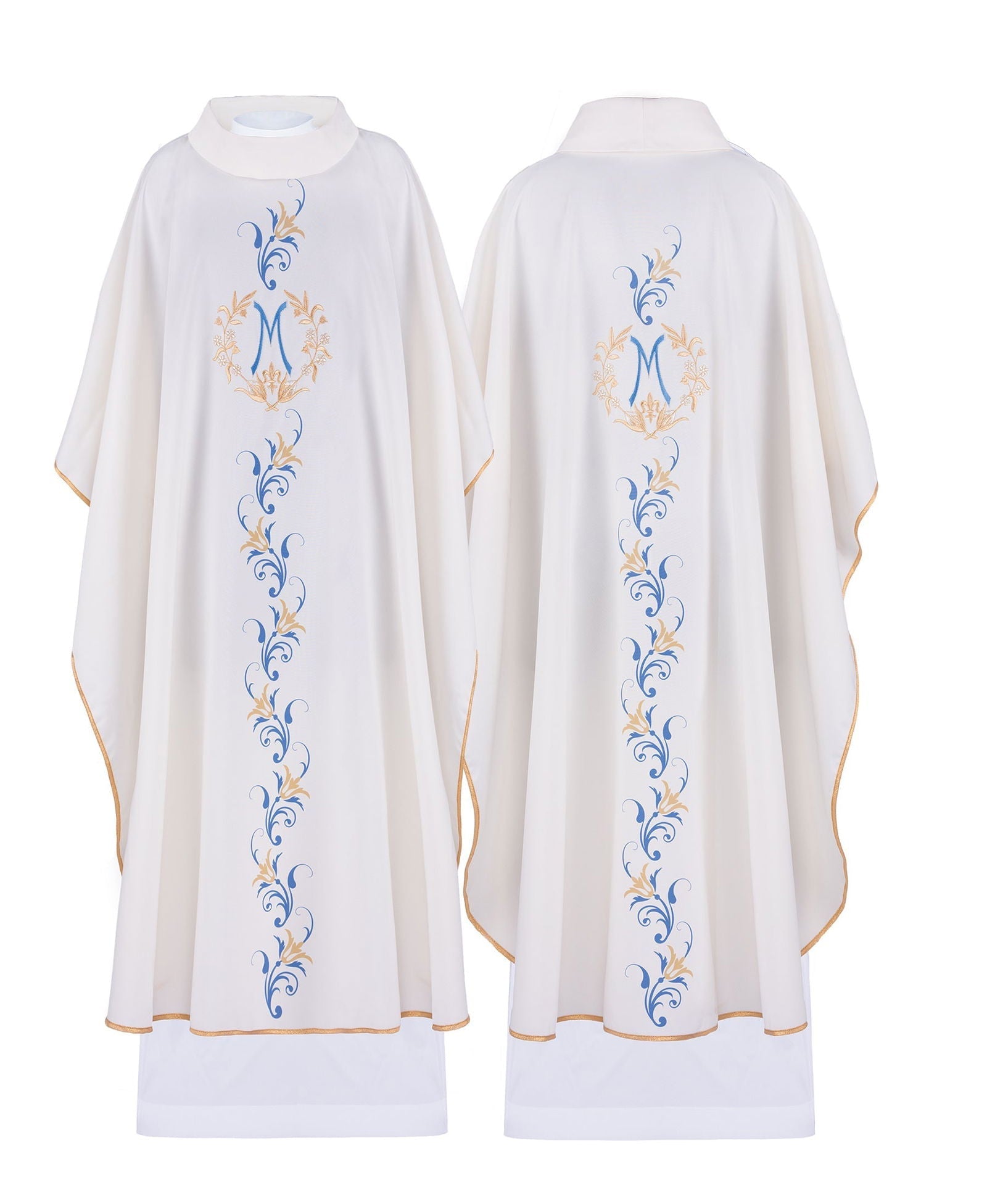 Ornat liturgiczny Maryjny haftowany w kolorze ecru - ORNATY.PL