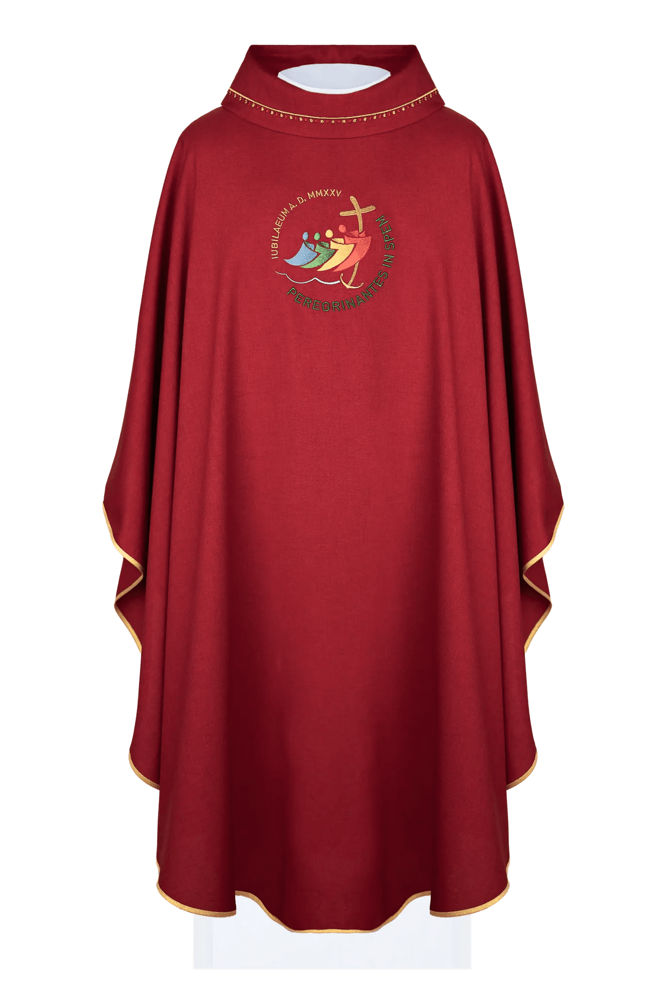Chasuble with JUBILEE ROME 2025 Embroidery and Red Collar Trim (In Polish Language)