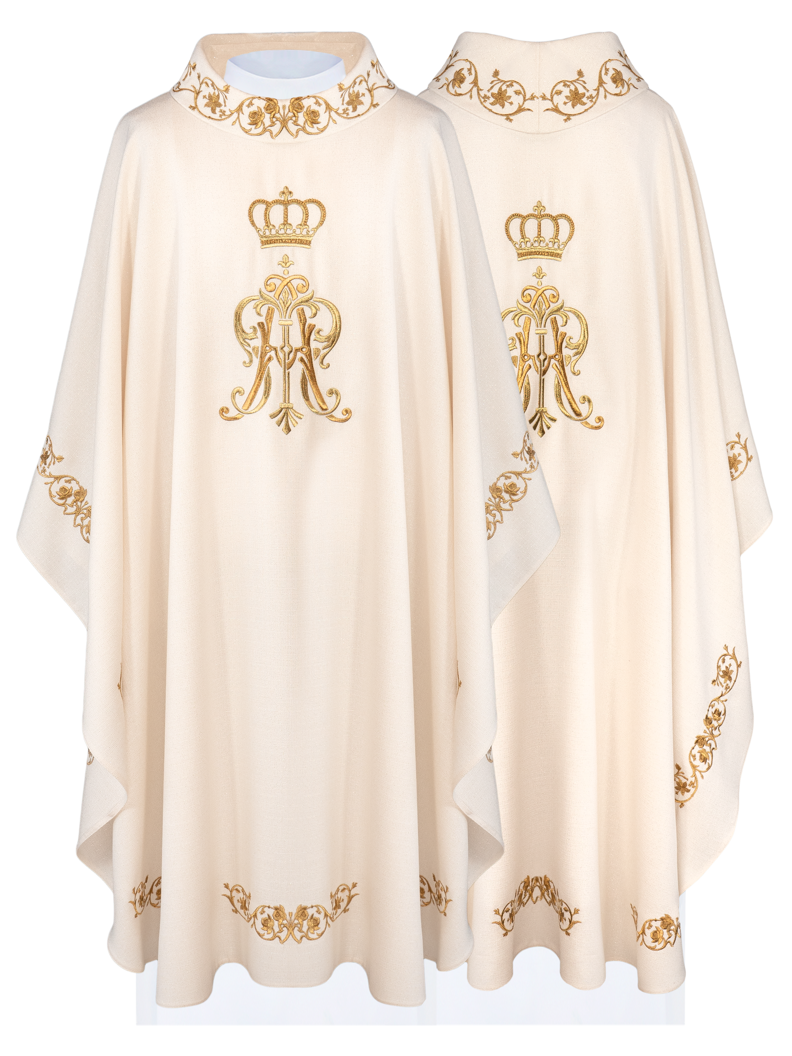 Ornat liturgiczny z haftowanym herbem Maryjnym i Koroną - ORNATY.PL