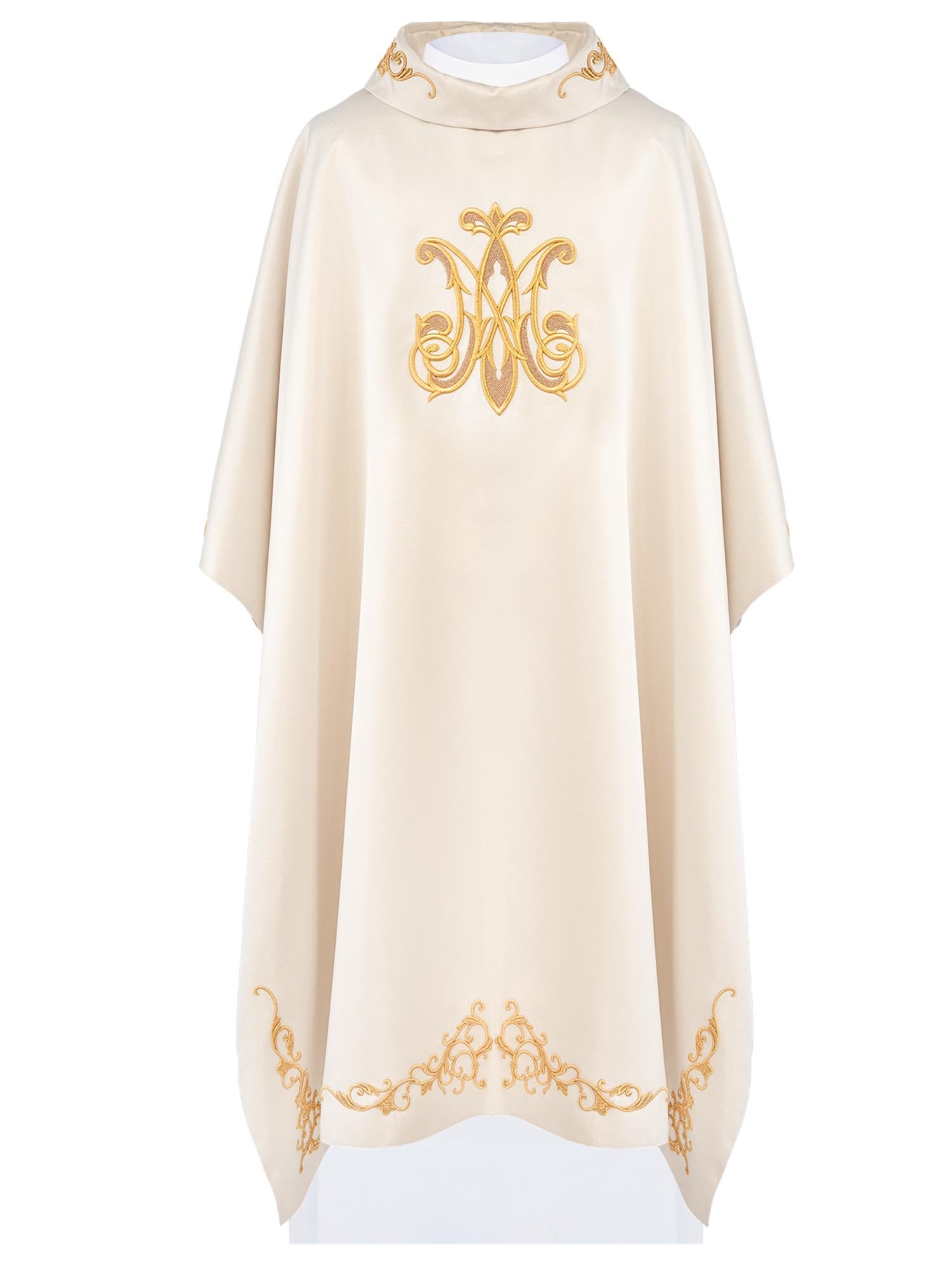 Liturgical chasuble with richly embroidered Marian coat of arms