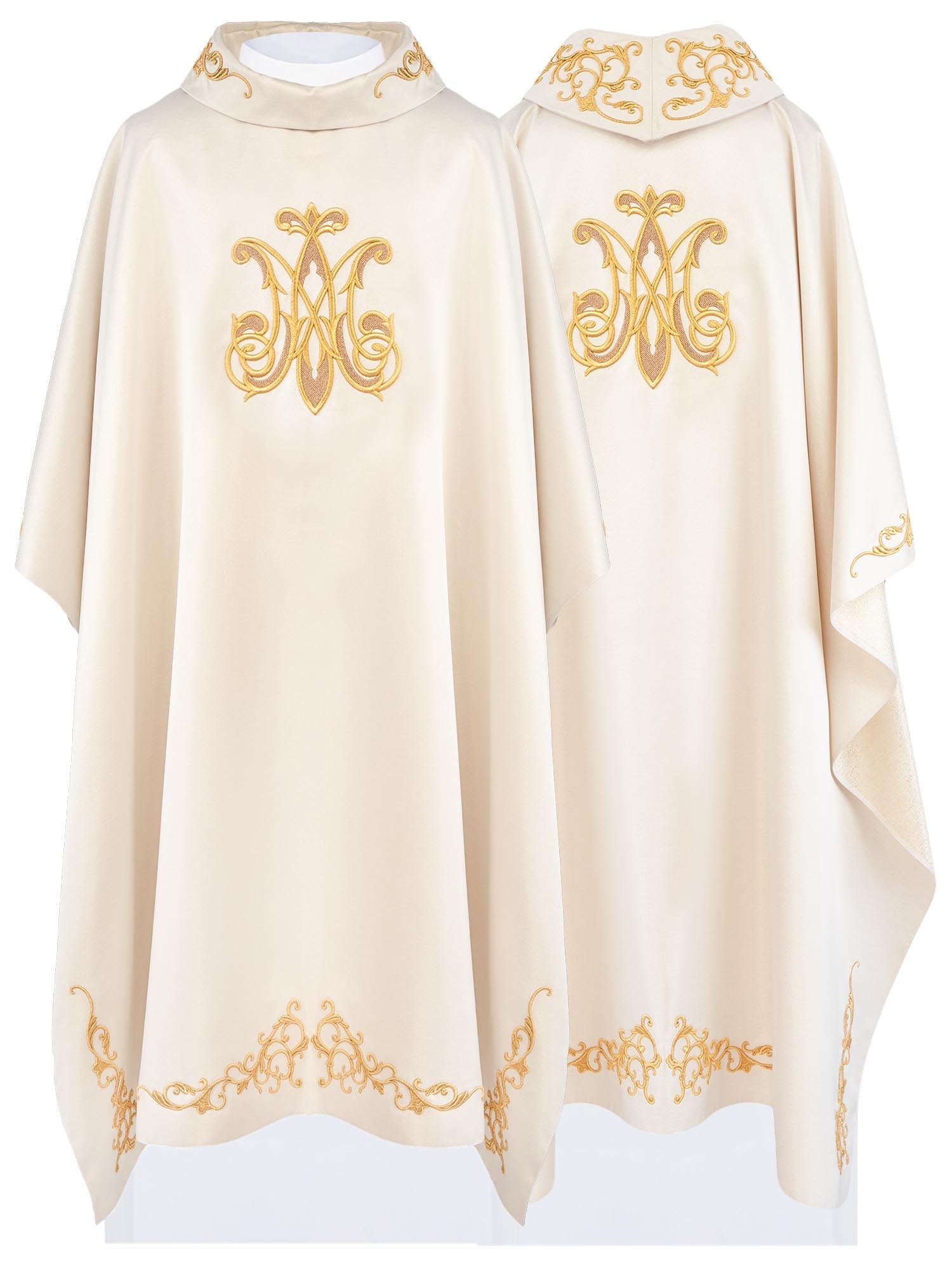 Liturgical chasuble with richly embroidered Marian coat of arms