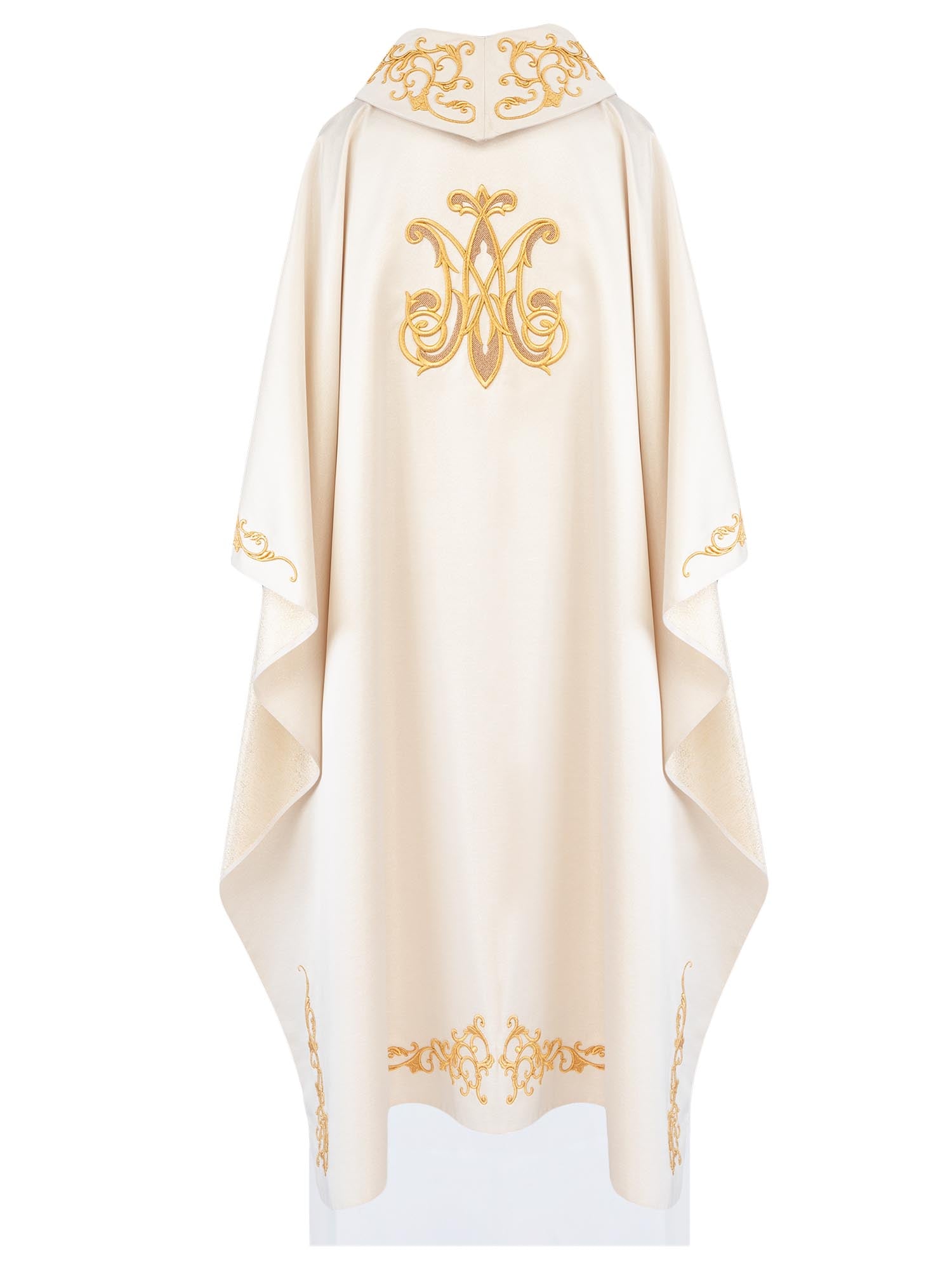 Liturgical chasuble with richly embroidered Marian coat of arms