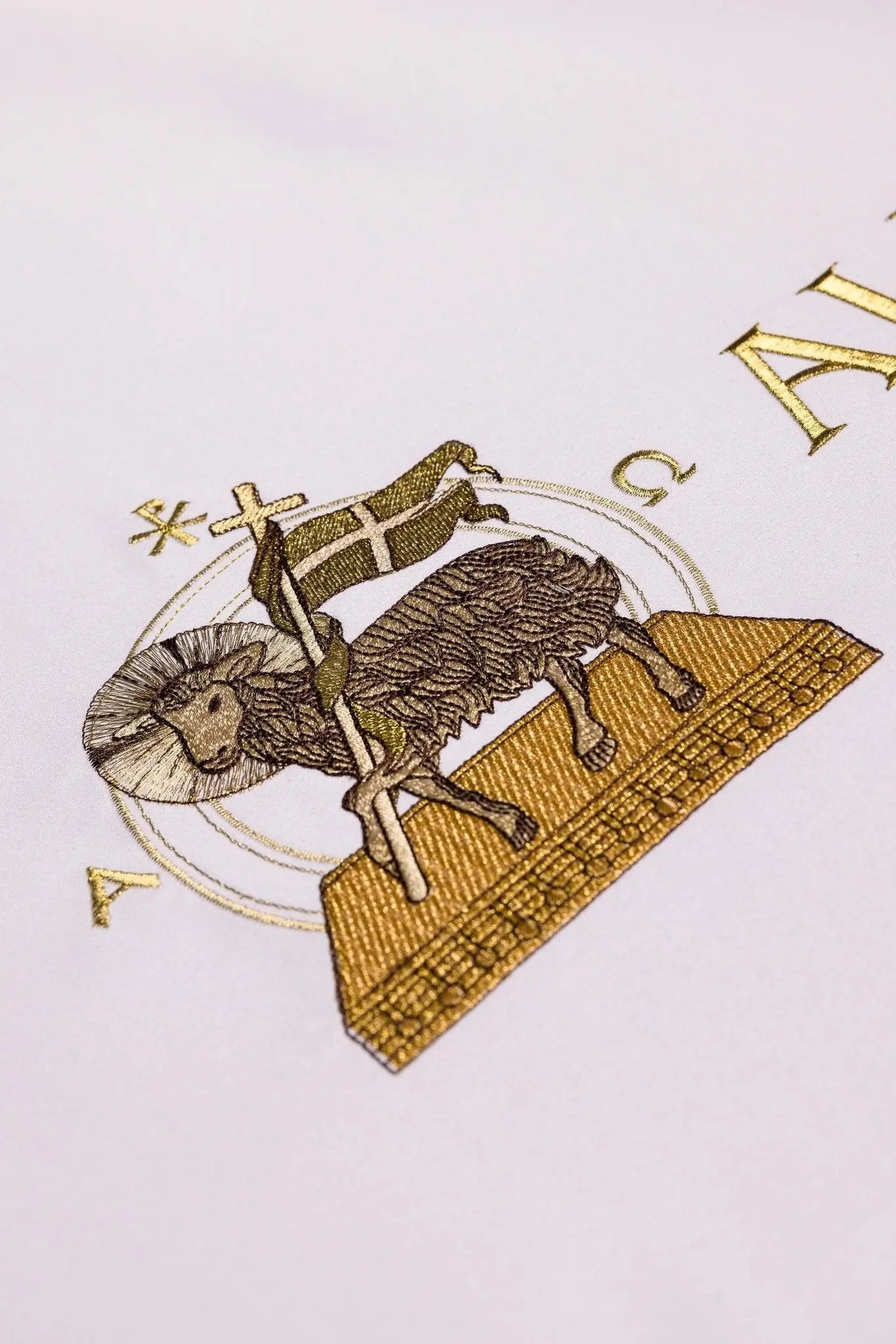 Easter Altar Cloth with Paschal Lamb and Alleluia Embroidery