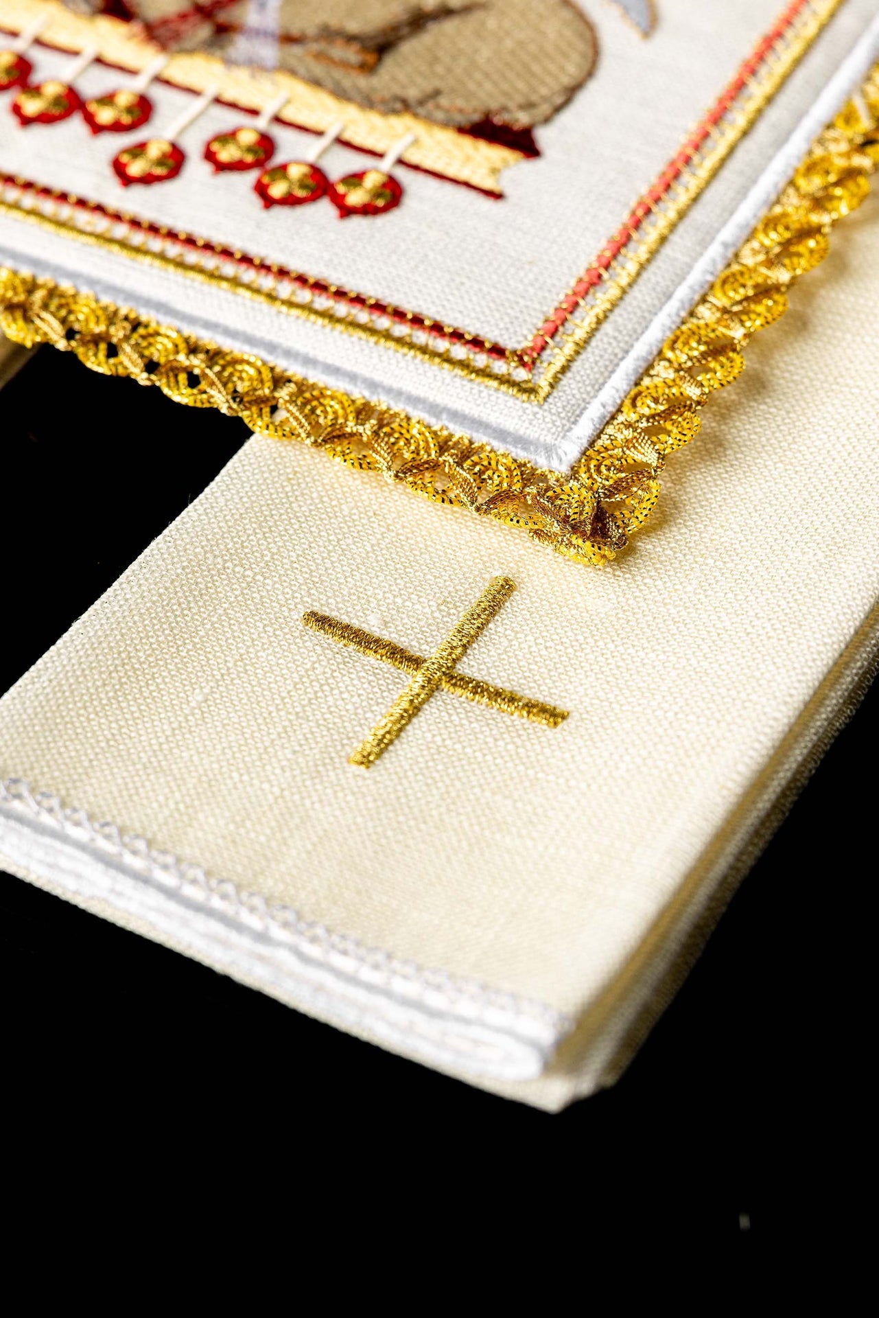 Lniany komplet kielichowy z motywem baranka - ORNATY.PL