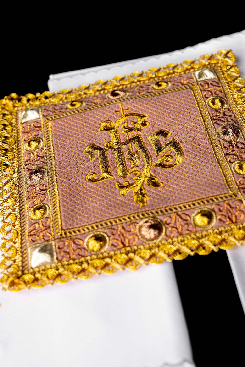 Velvet Pink Chalice Linen Set with Embroidered IHS Symbol