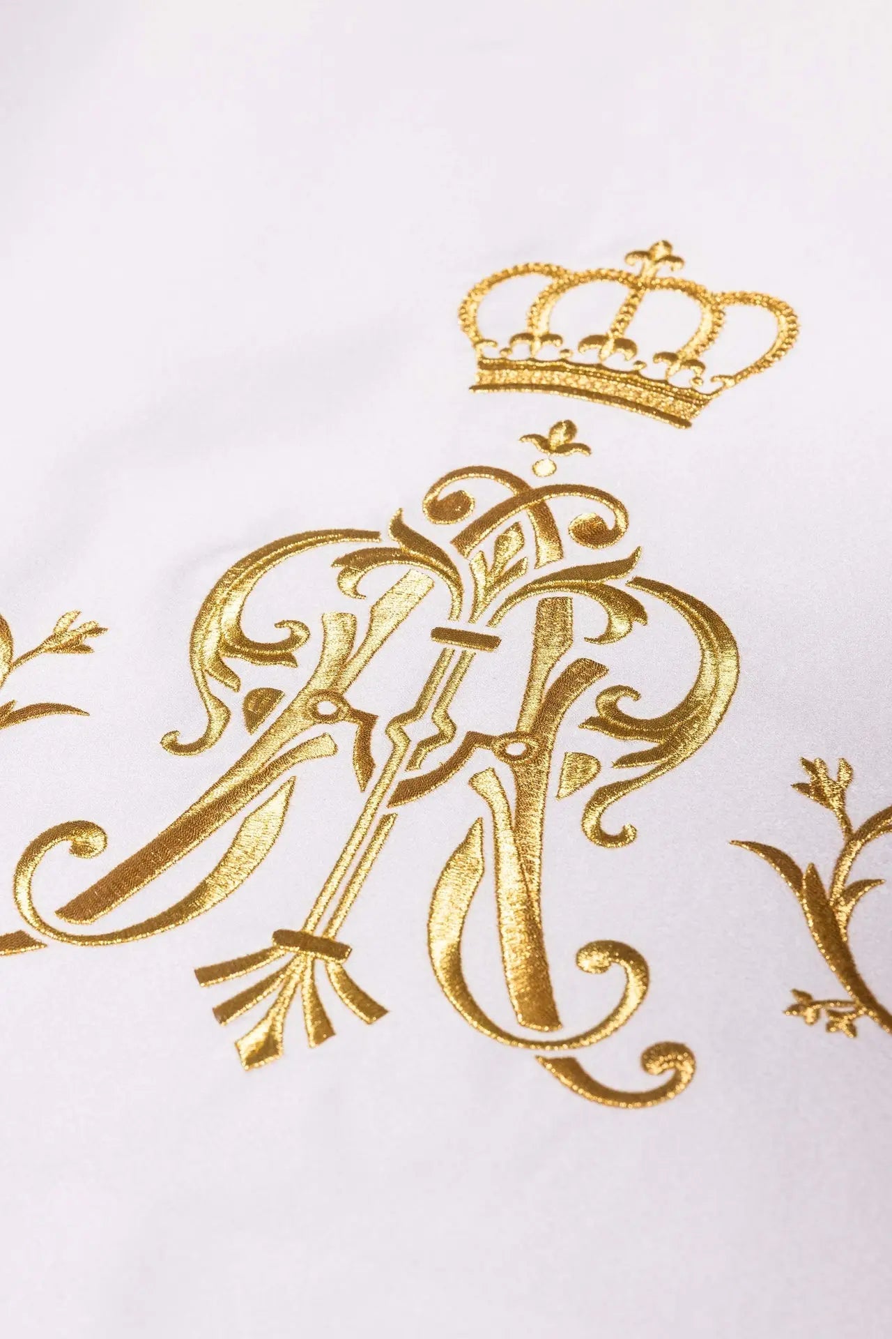 Altar Cloth with Gold Marian Monogram Embroidery