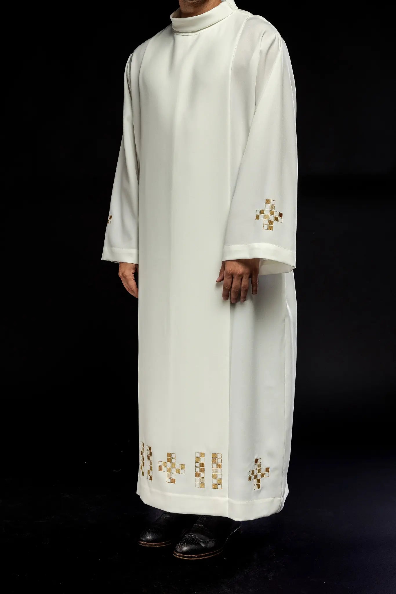 Alba with embroidered mosaic Crosses ecru