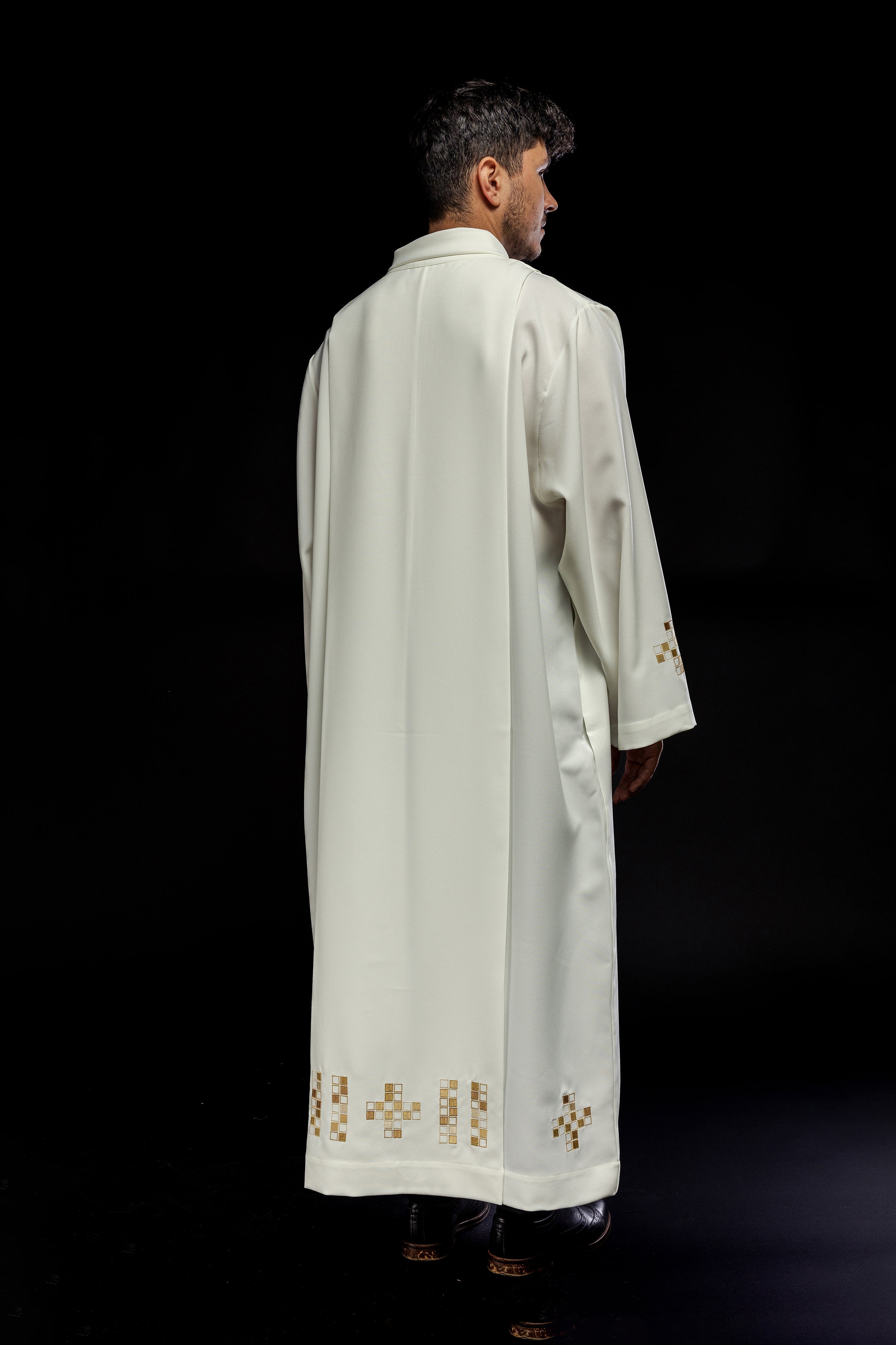 Alba with embroidered mosaic Crosses ecru