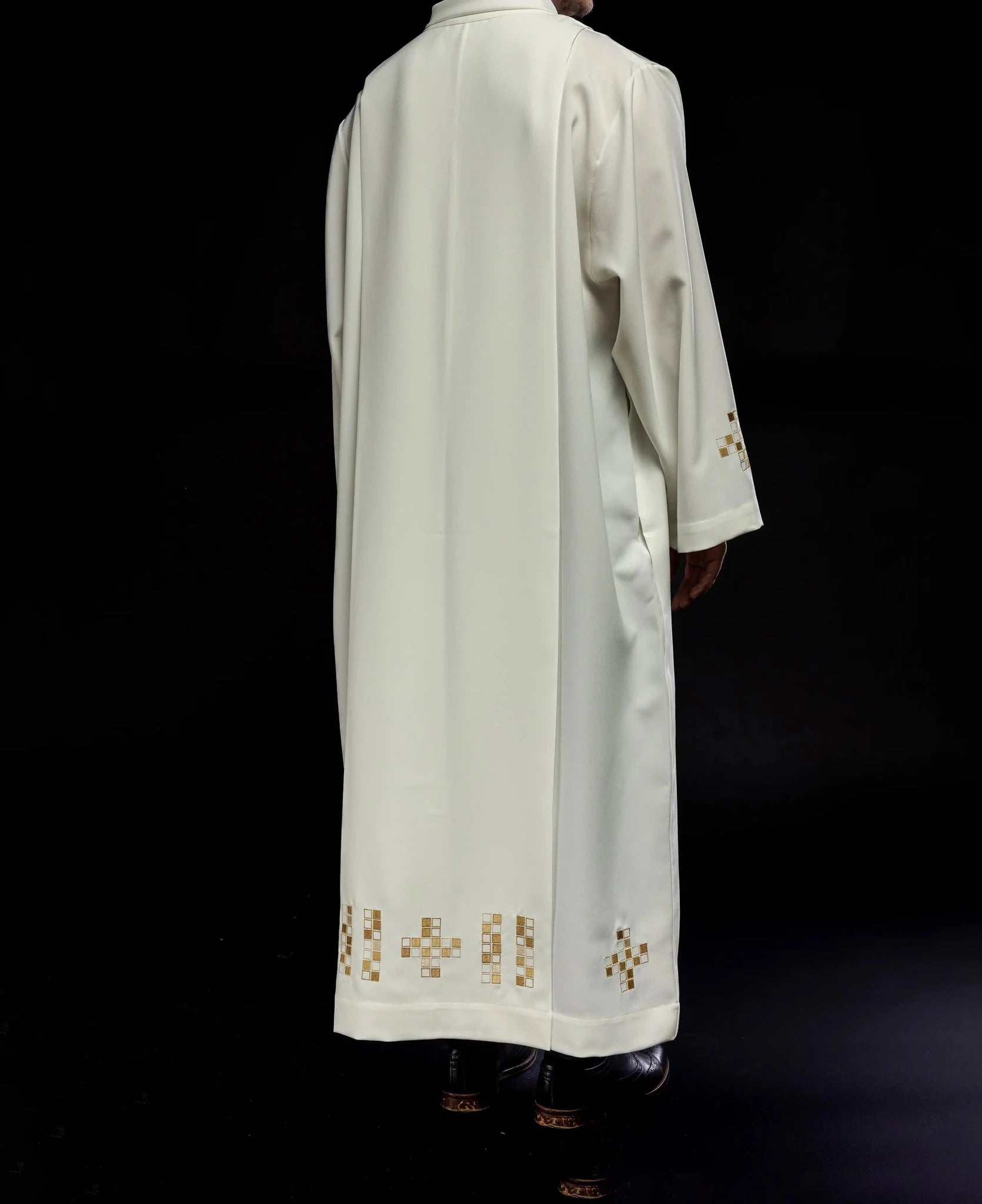 Alba with embroidered mosaic Crosses ecru