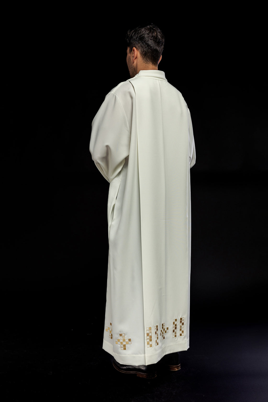 Alba with embroidered mosaic Crosses ecru