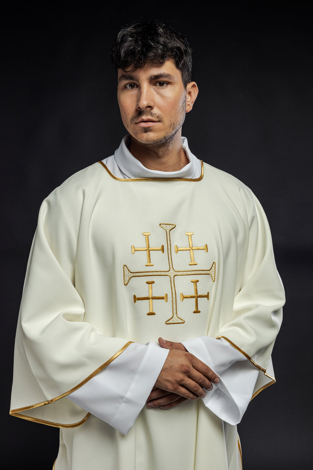 Dalmatia with embroidered gold ecru crosses