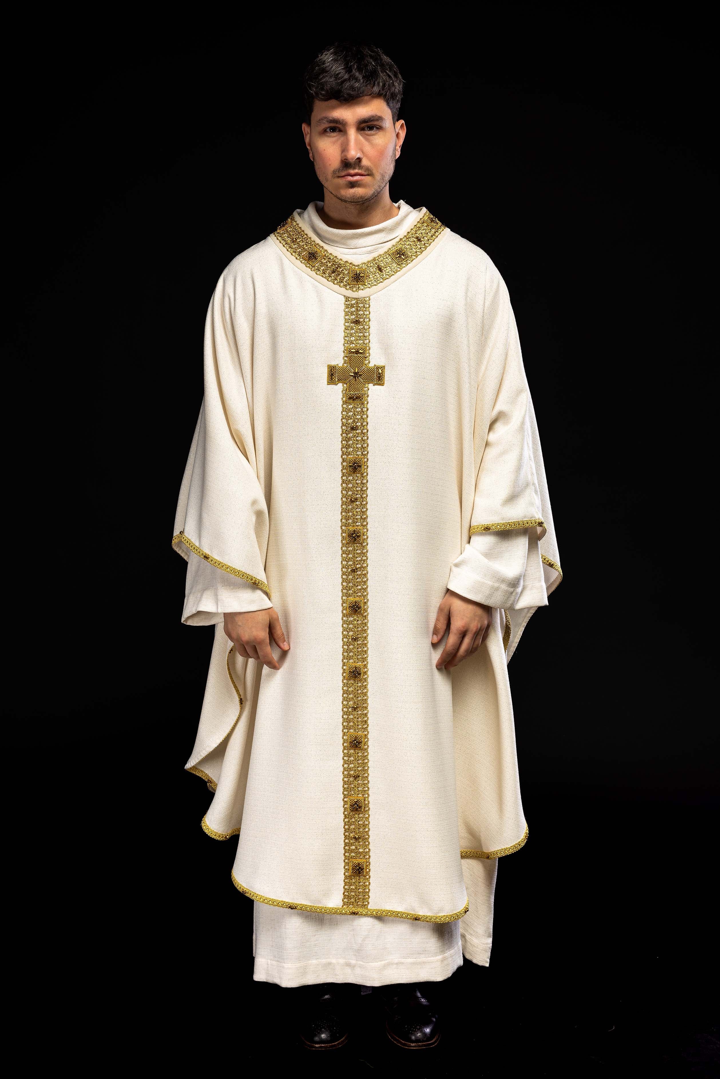 Handcrafted Chasuble with Natural Stones – Handmade Collection 7002