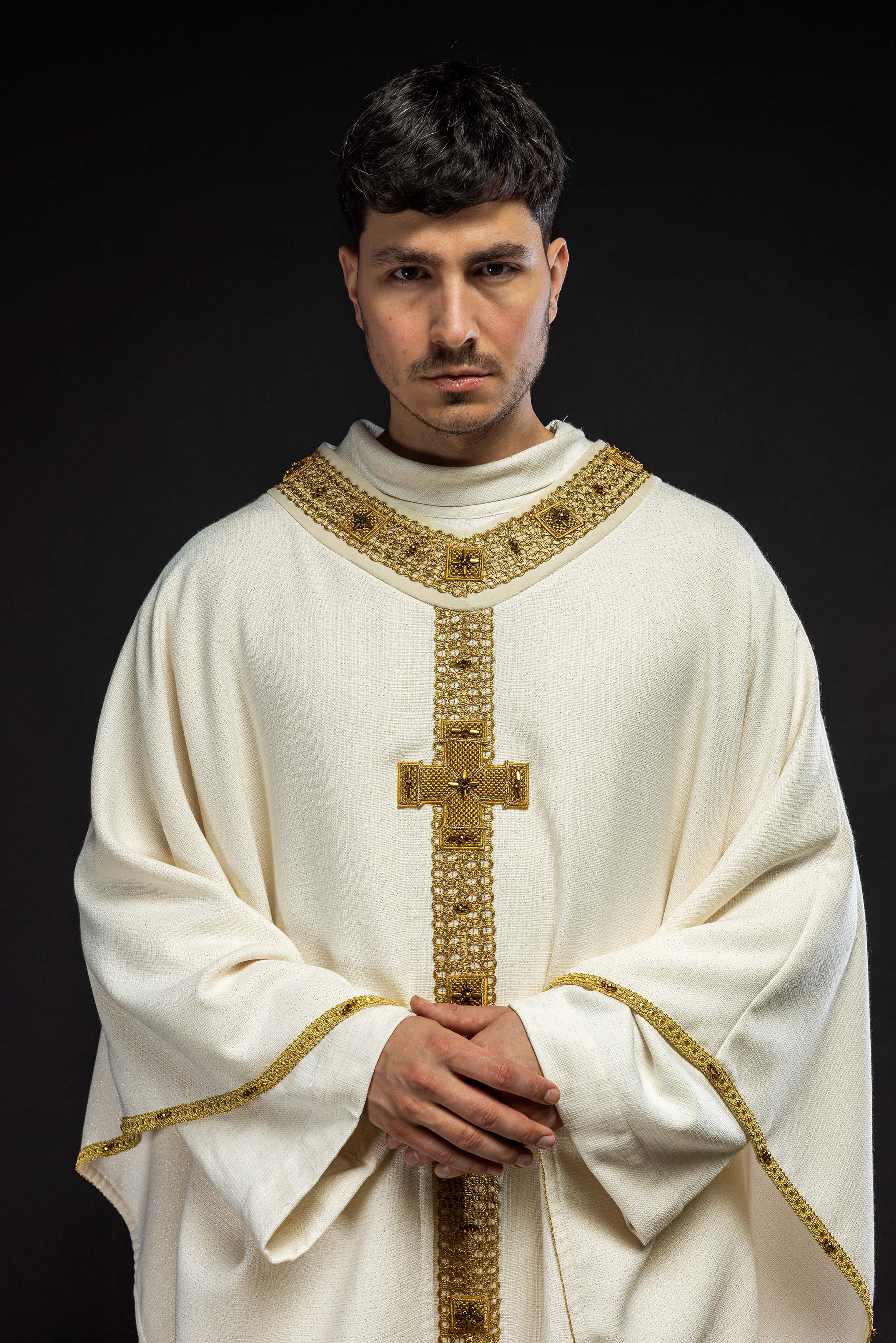 Handcrafted Chasuble with Natural Stones – Handmade Collection 7002