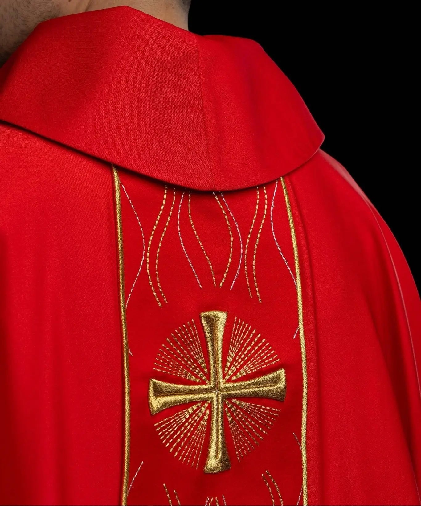 Red Embroidered Chasuble with Cross