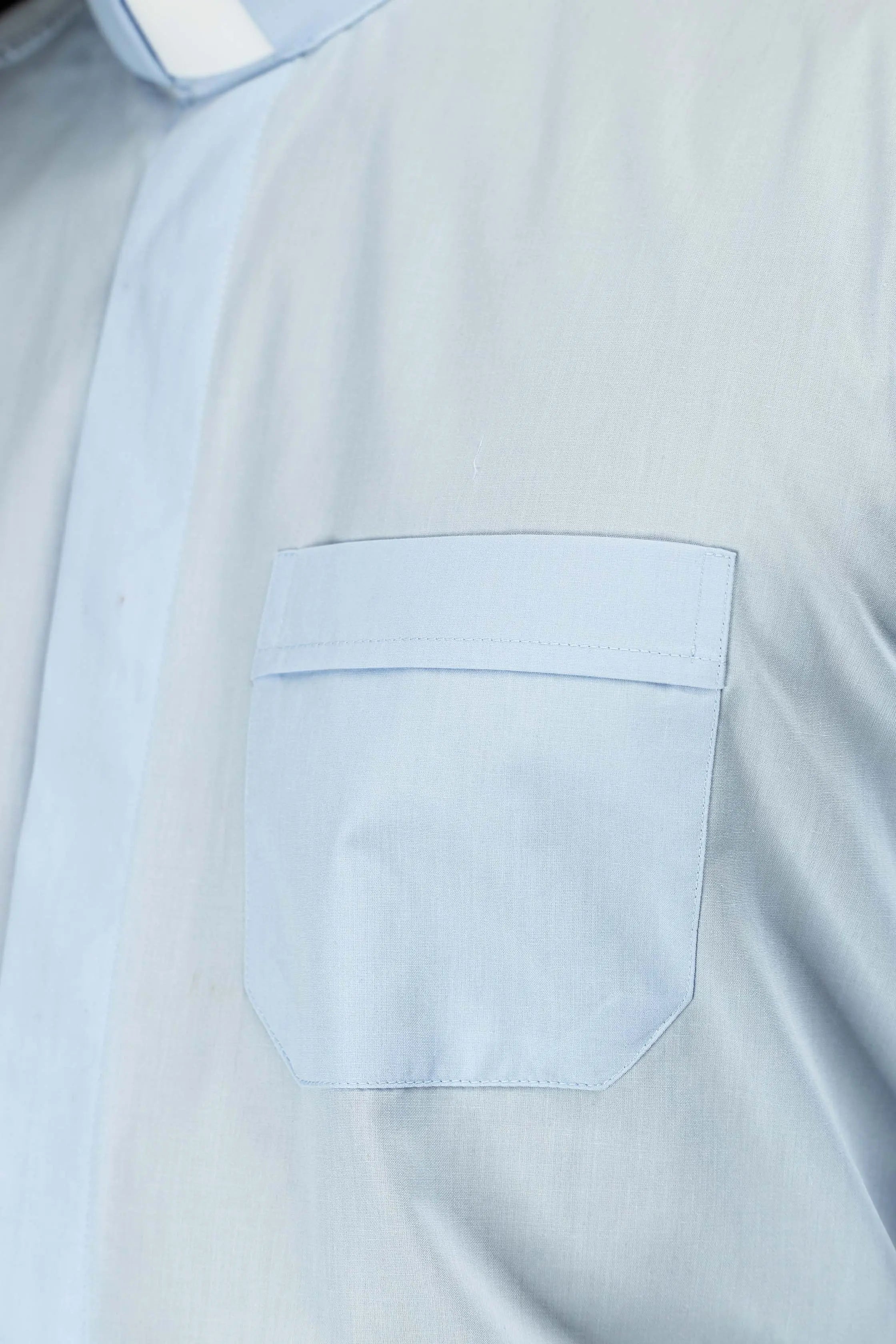 Clergy Shirt Blue Long Sleeve with Collar Tab