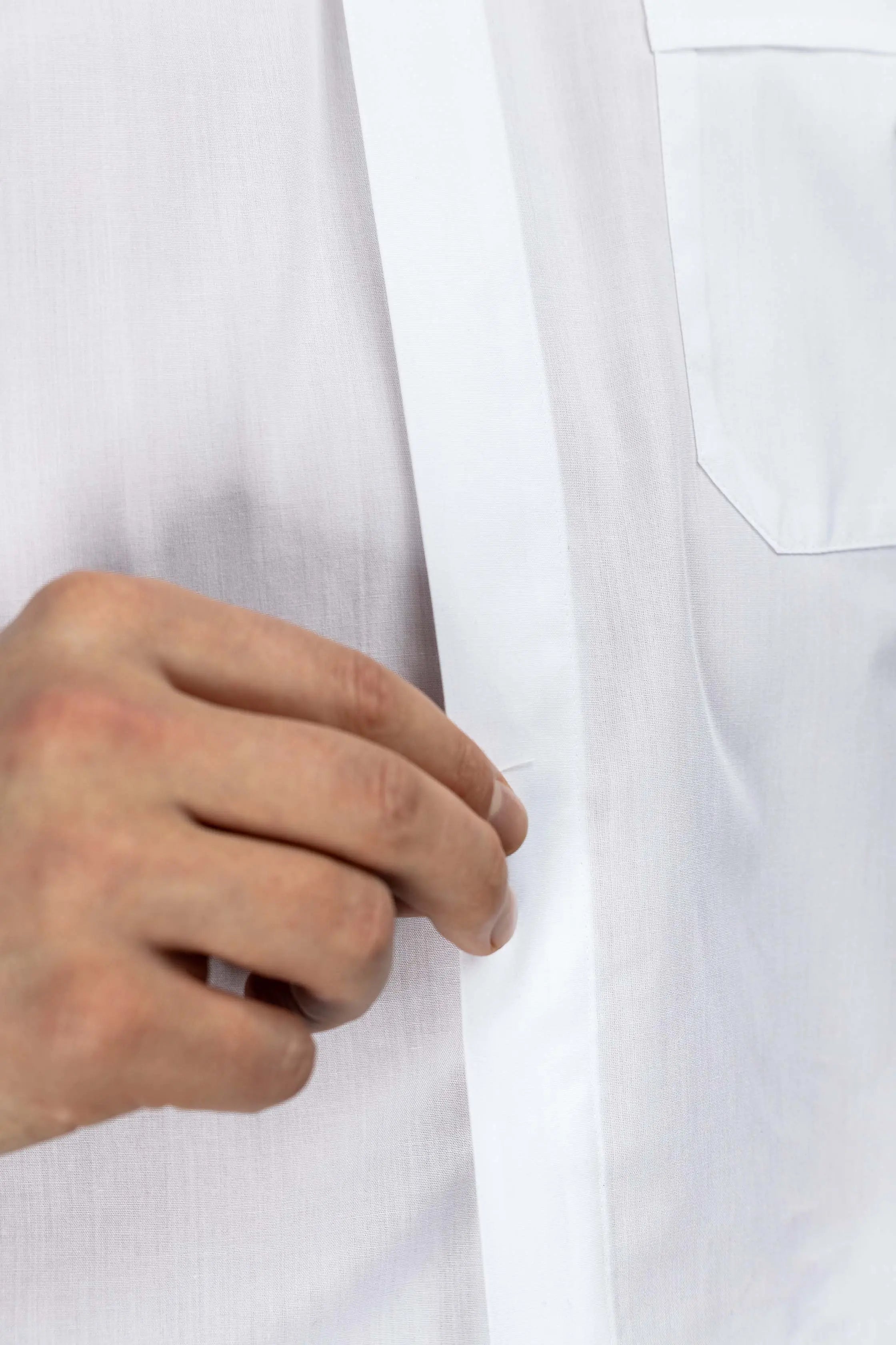 Roman Clergy Shirt White Long Sleeve with Collar Tab