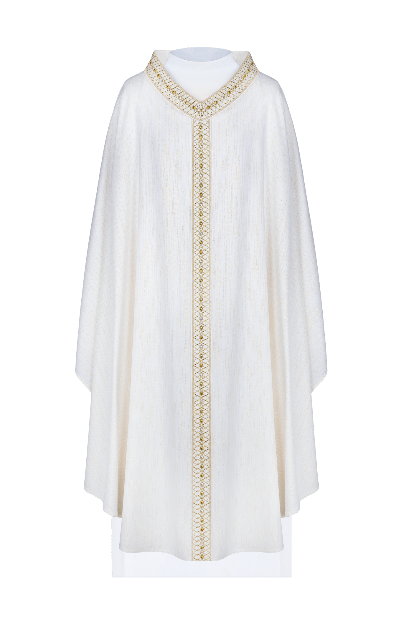 White Chasuble with Embroidered Belt and Collar