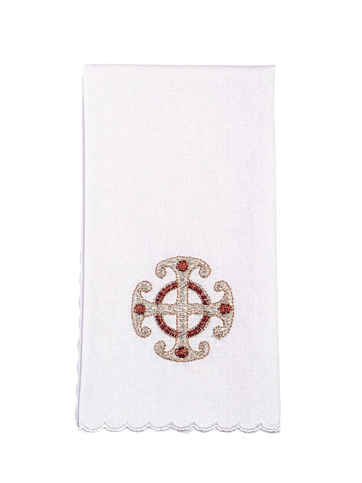 Richly embroidered chalice linen