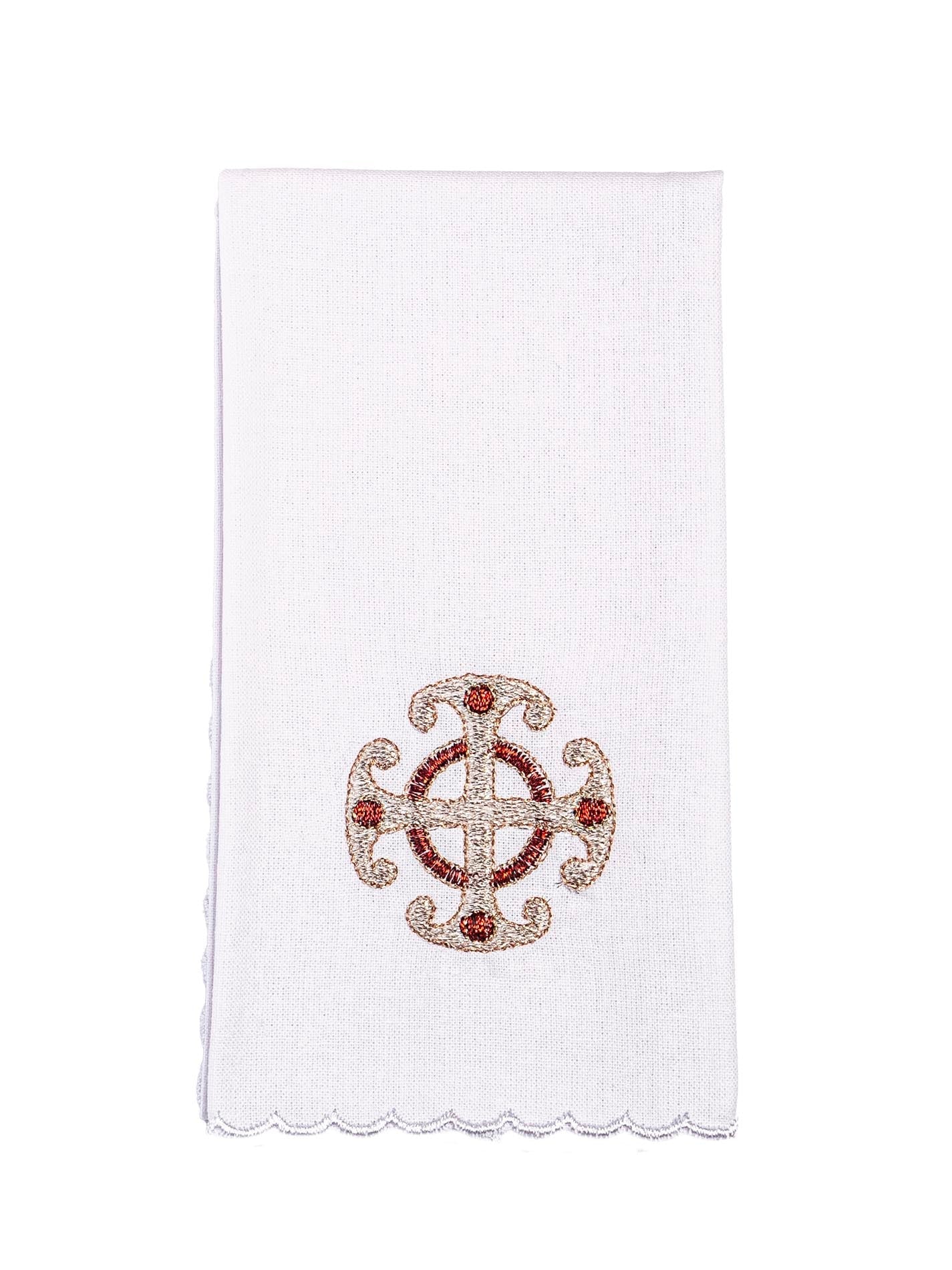 Richly embroidered chalice linen