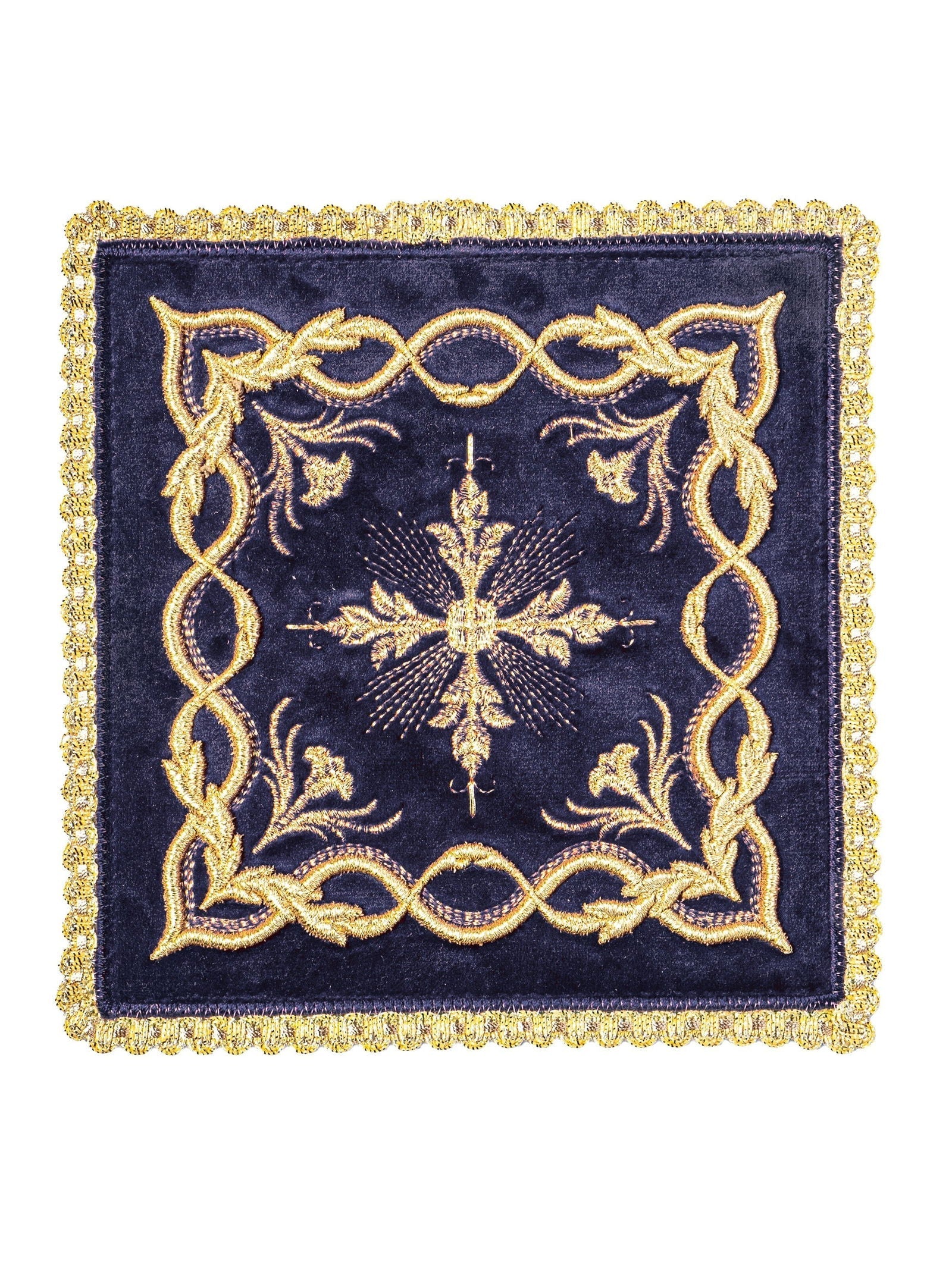 Chalice linen purple embroidered Golden Cross embellishments